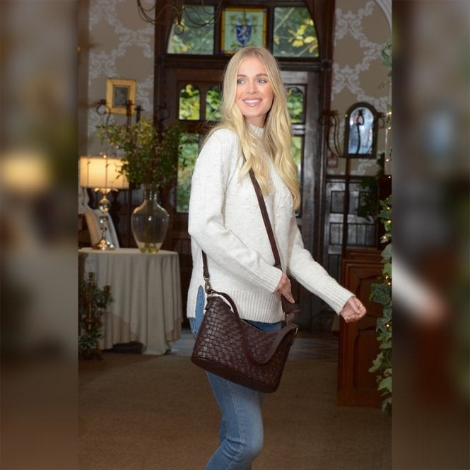 Ashwood Dark/Brown Vintage Woven Leather Shoulder Bag - One Size - Leather