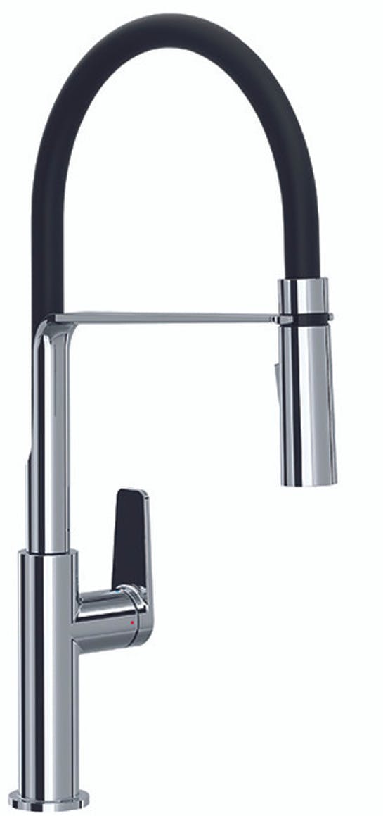 Photos - Tap Riobel Rackhams Mythic Mixer with Pull Down Spray Flexible Spout Chrome Kitchen