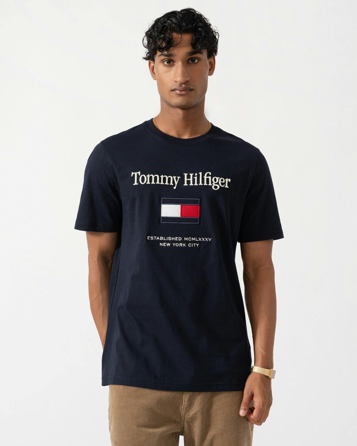 Tommy Hilfiger Men's Desert Sky Embroidered Flag Graphic Crew Neck Short Sleeve T-Shirt - L - Image 7