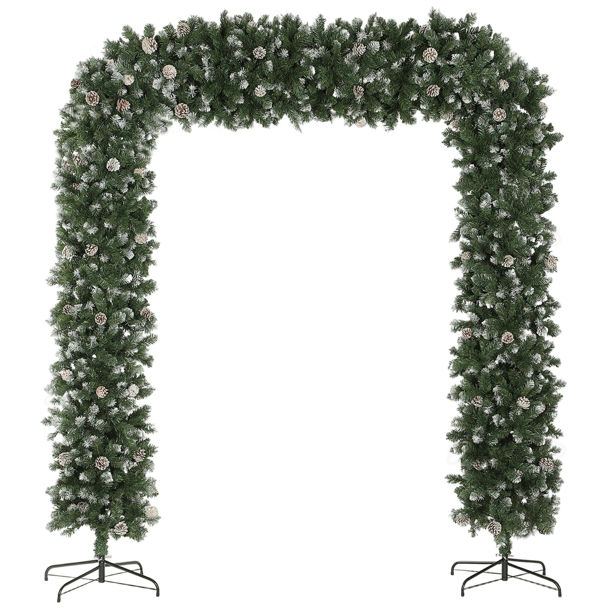 HOMCOM 8.2 ft Snow Frosted Christmas Tree Arch Doorway Decor Indoor Green | Christmas Arch Doorway Decor, 2100 Tips, 96 Pinecones, Artificial Xmas Tree, Metal Stand - Image 4