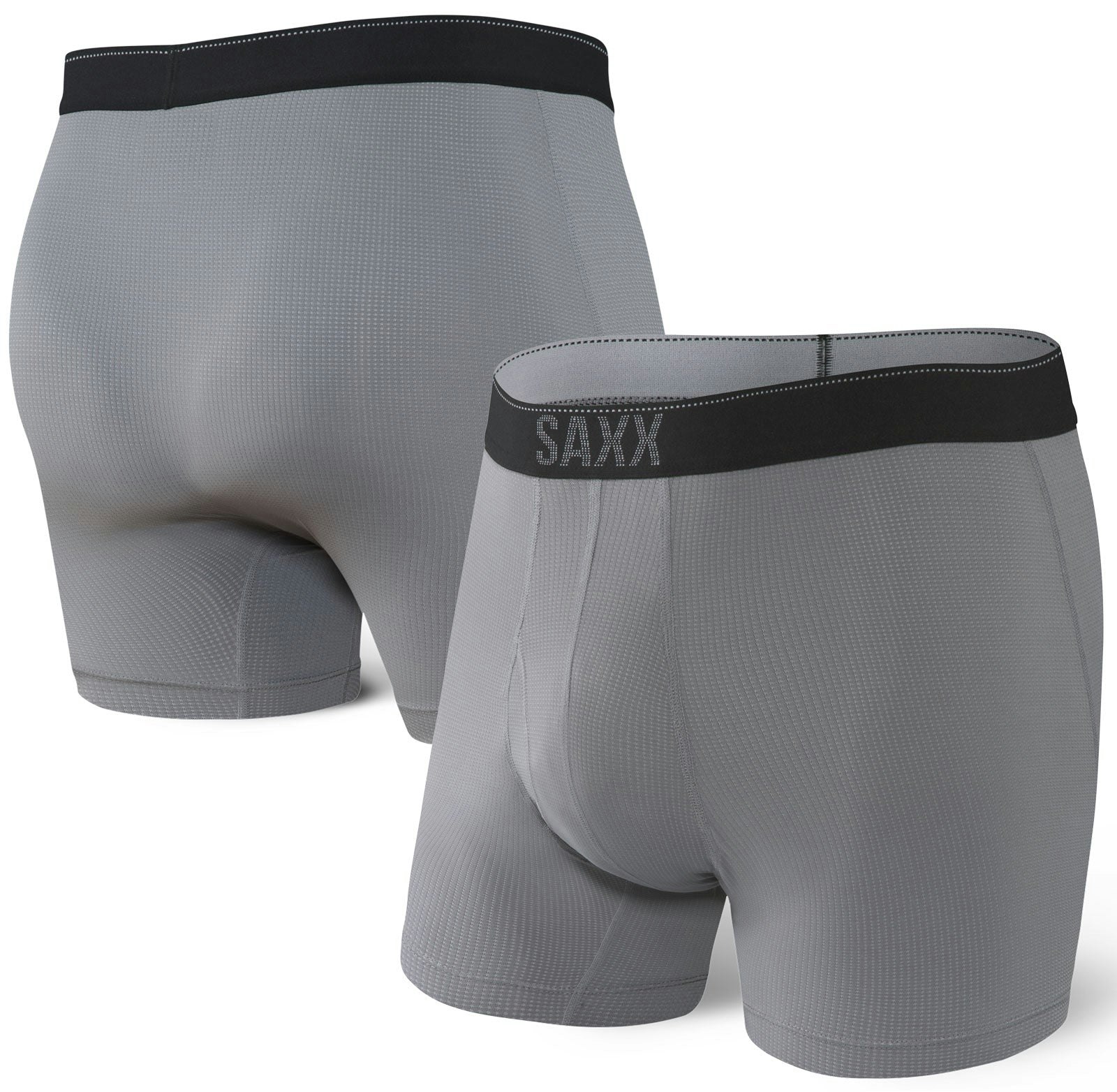 Saxx Men's Grey 6" Quest Quick Dry Mesh Boxer Briefs {Saxx-Bb65f} - Medium - Turbulence