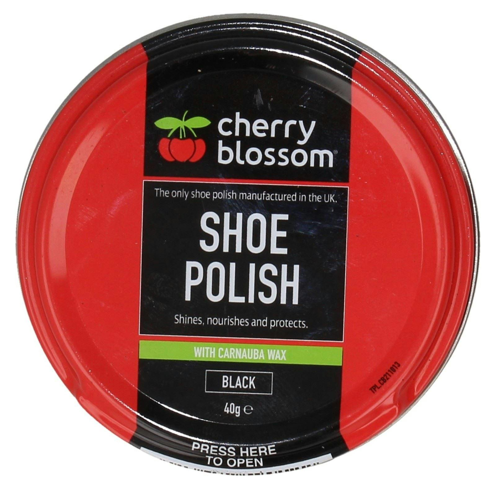 Cherry Blossom Black Shoe Polish With Carnauba Wax - 40G