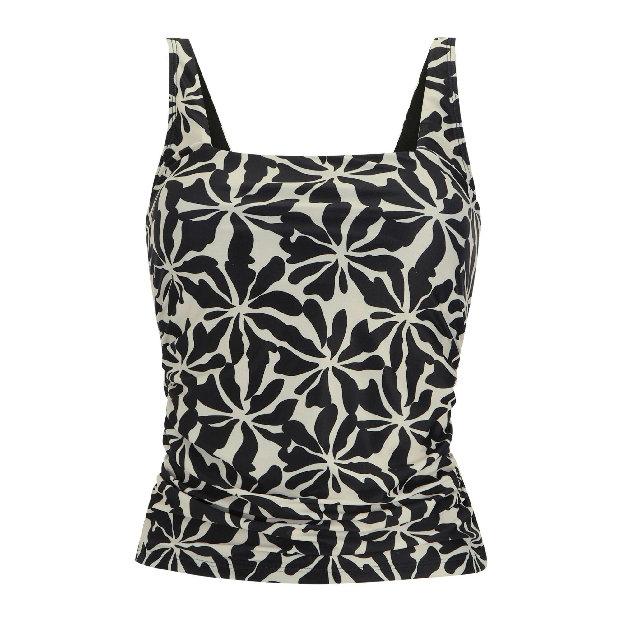 Regatta Women's Black/White Loria Abstract Floral Tankini Top - 20 Uk - 51% Polyester/33% Polyamide/16% Elastane