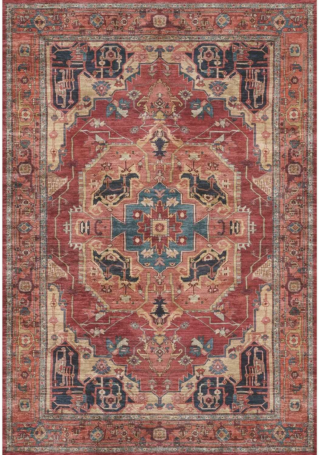 The Rugs Red Washable Persian Alya Classic Rug - 120X170 Cm