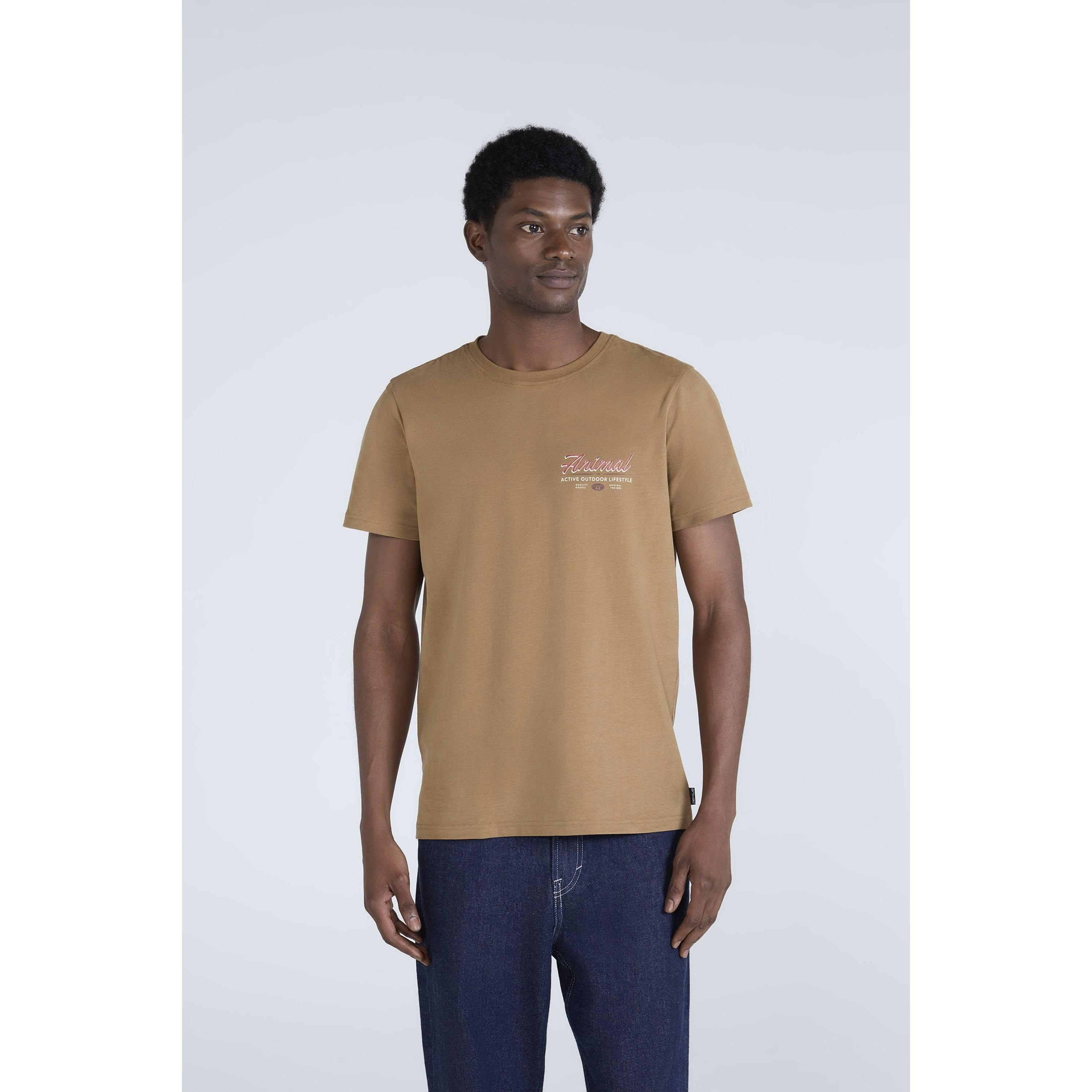 Animal Men's Light/Brown Jacob Organic T-Shirt - Xs - 100% Organic Cotton