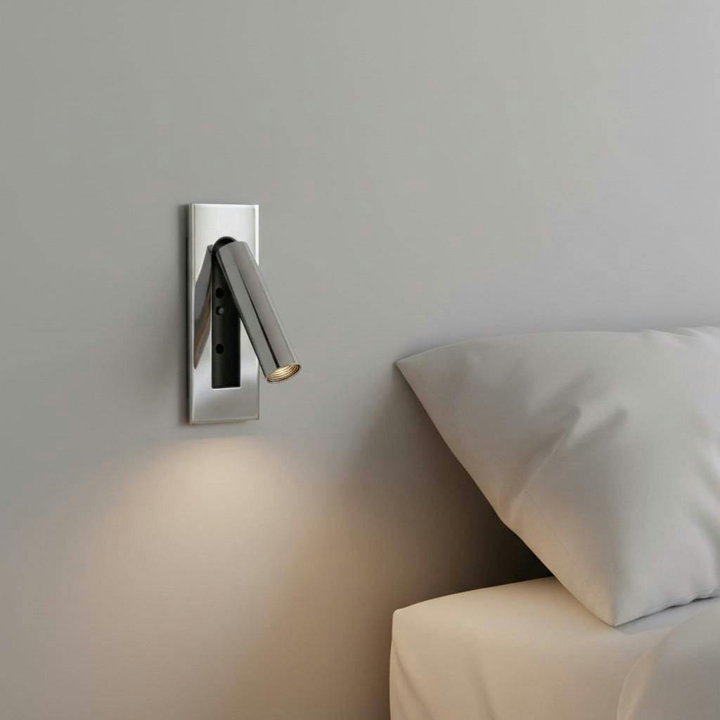 Rackhams Light/White 3 Watt Chrome Recessed Adjustable Led Reading Wall Lamp