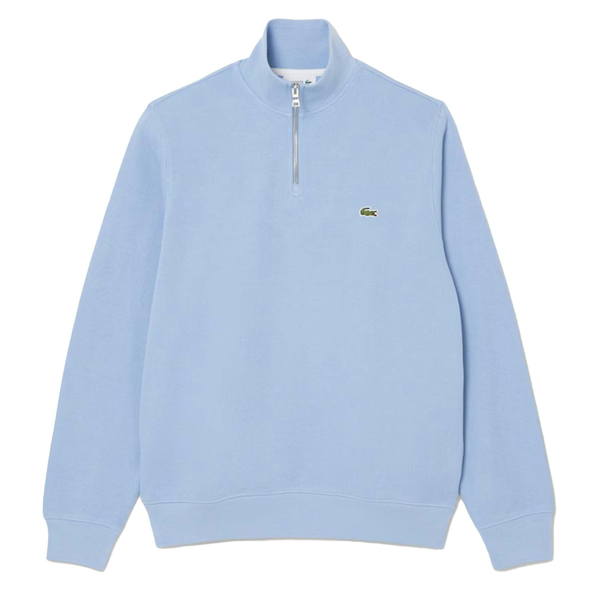 Lacoste Light/Blue Zip-Up High Neck Interlock Sweatshirt - Xxl