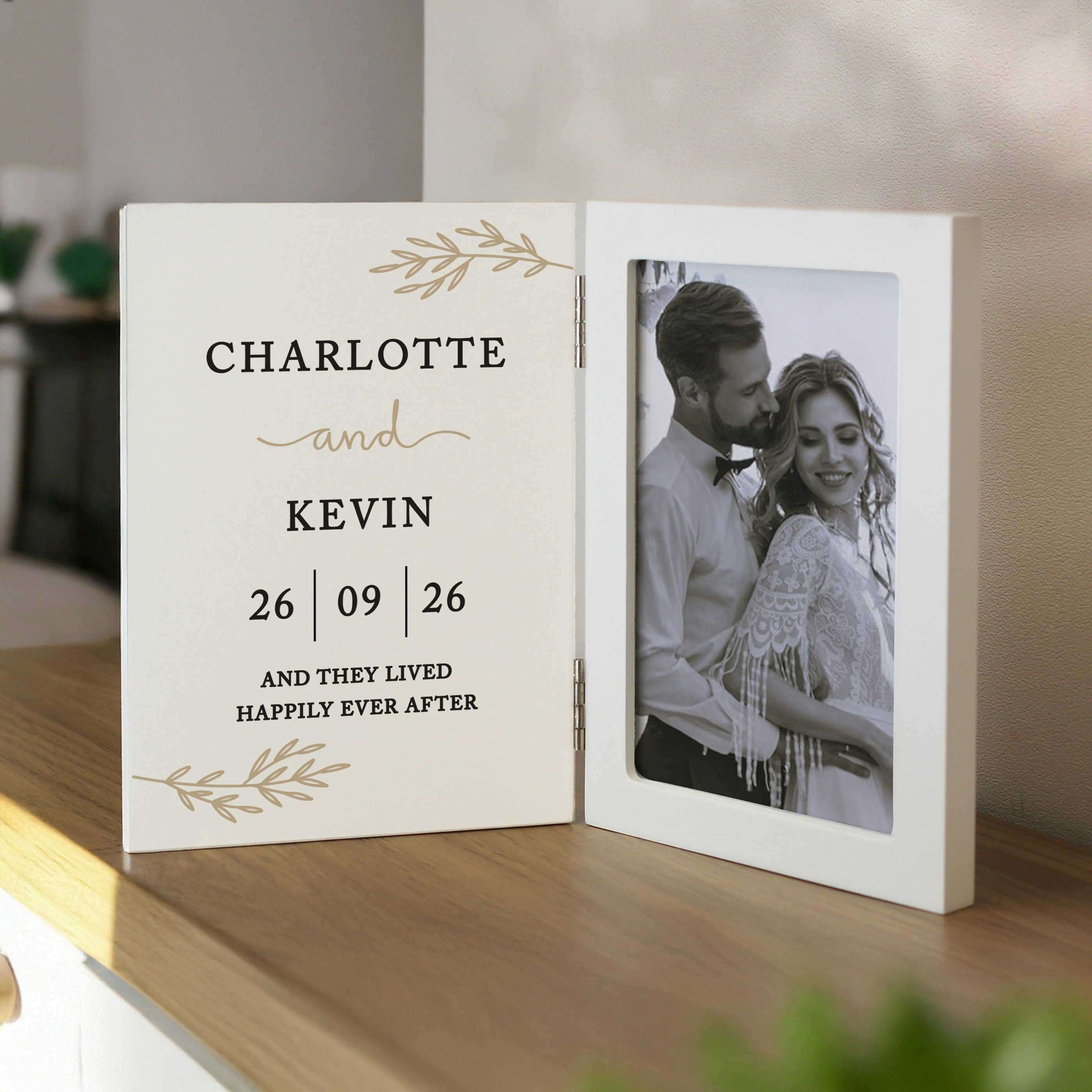 Rackhams White Personalised Anniversary Wooden Hinged 6X4 Photo Frame - Wood - 4X6