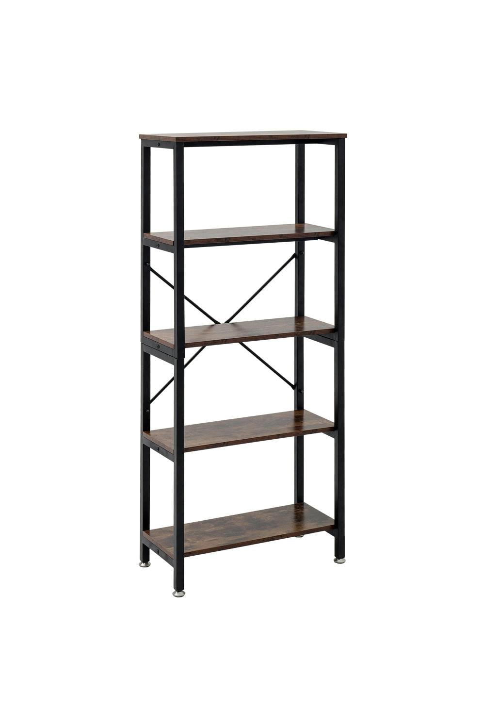 Rackhams Brown 5 Tier Ladder Open Storage Bookcase