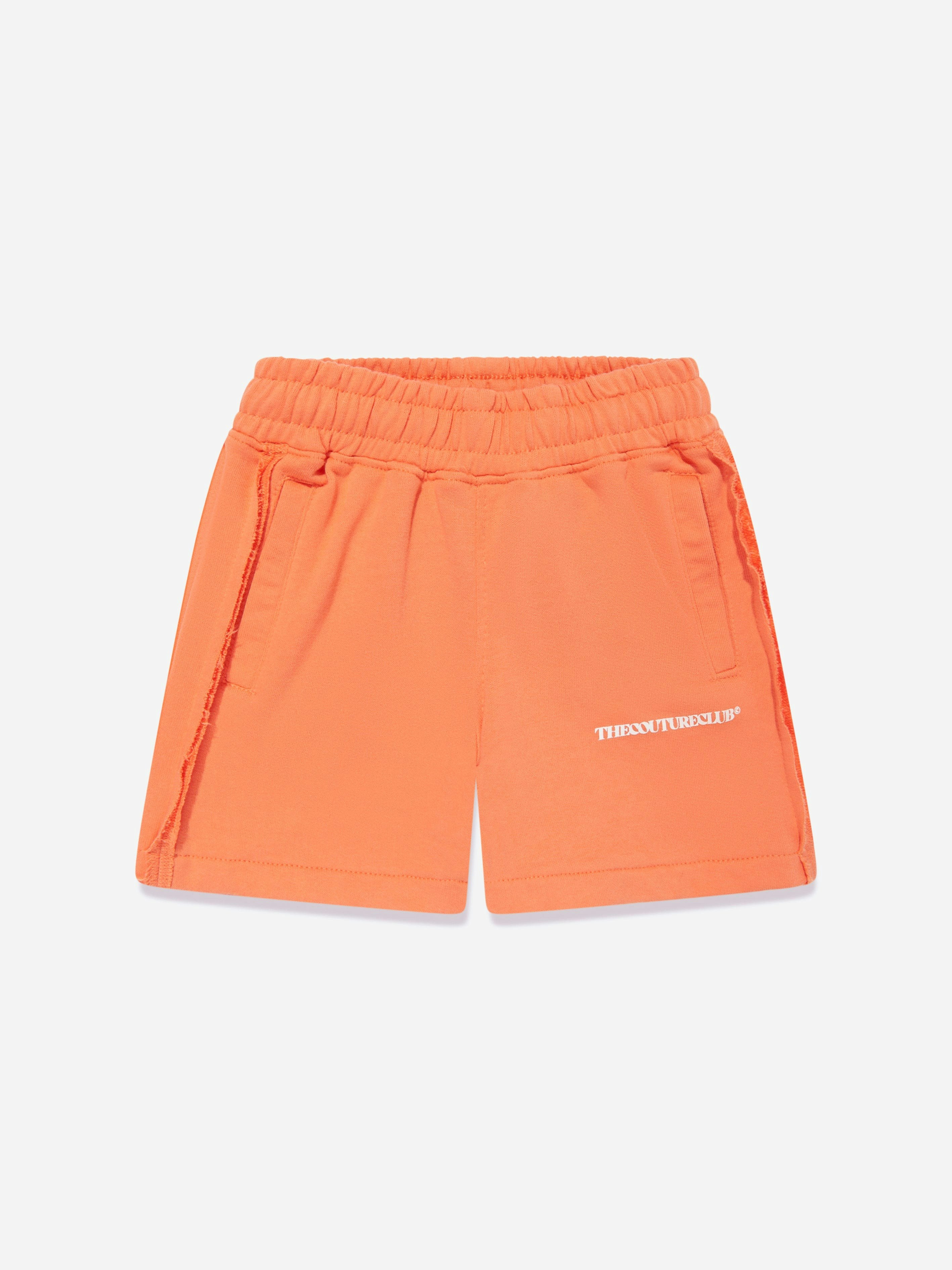 The Couture Club Orange Kids Raw Seam Shorts In - 5 - 6 Years