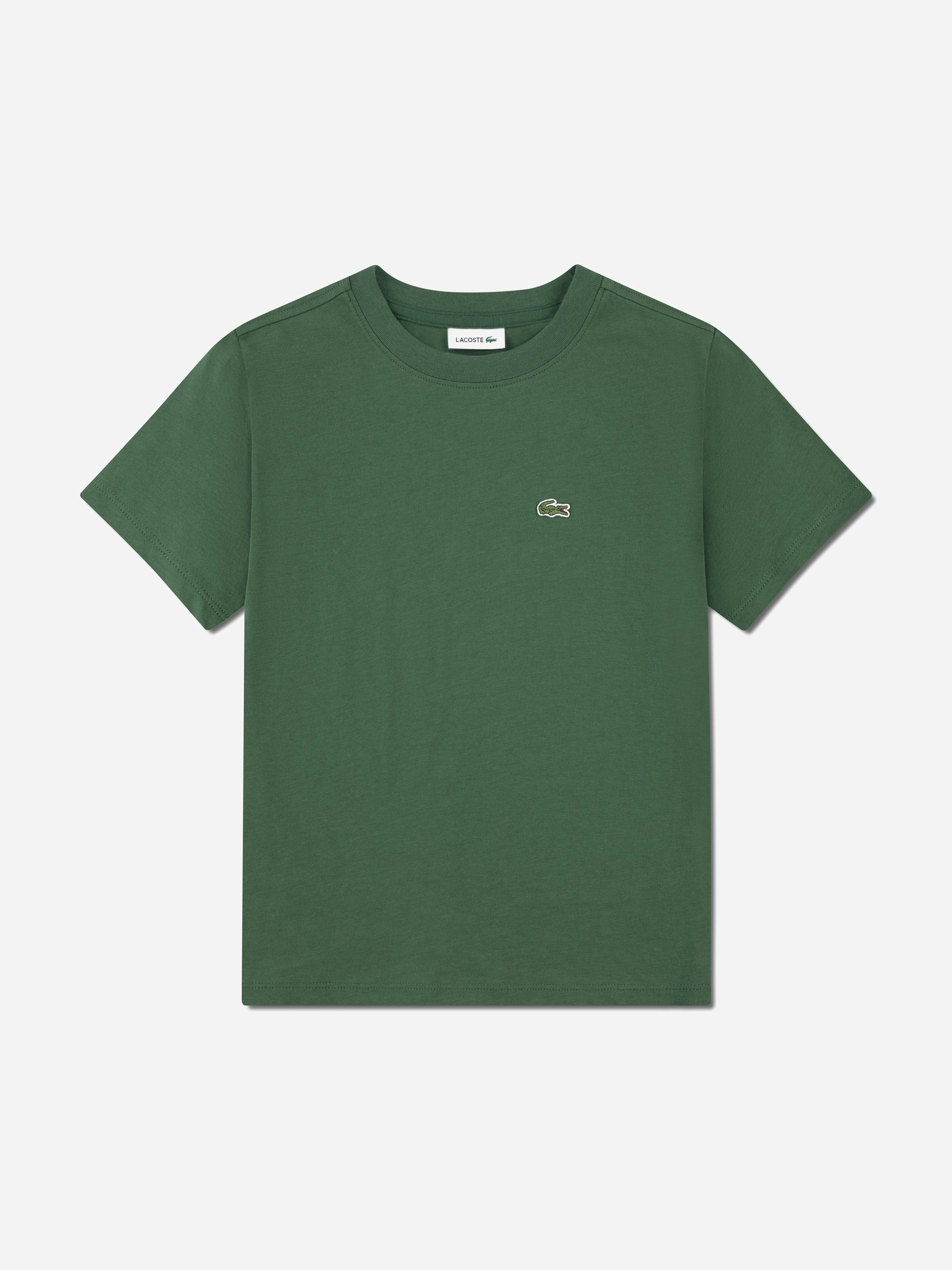 Lacoste Kids Boys Green Lacoste Logo T-Shirt In - Xs 8 Yrs