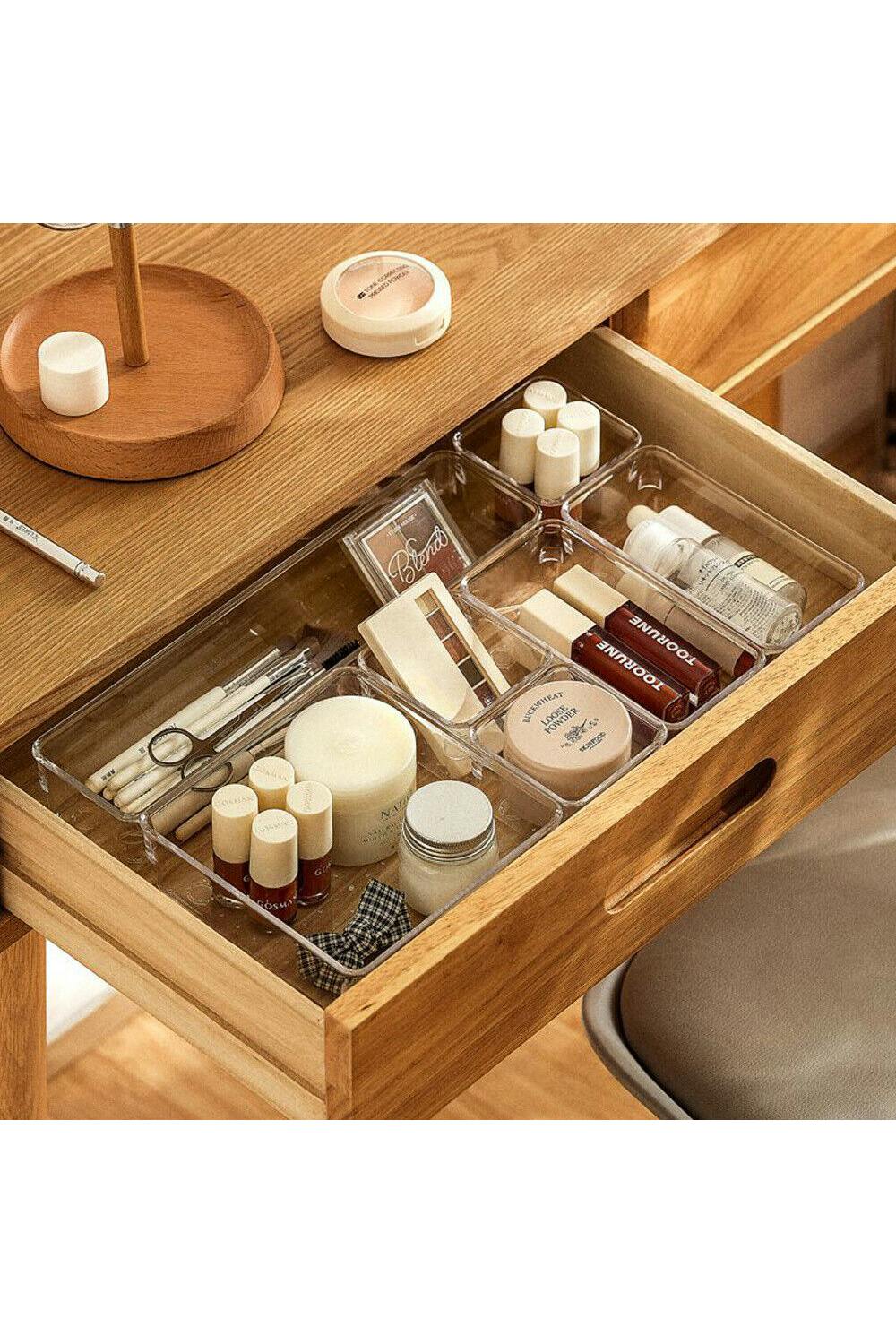 Rackhams 12Pcs Clear Drawer Organizer Storage Container Box Multifunctional Organizer - Clear - One Size