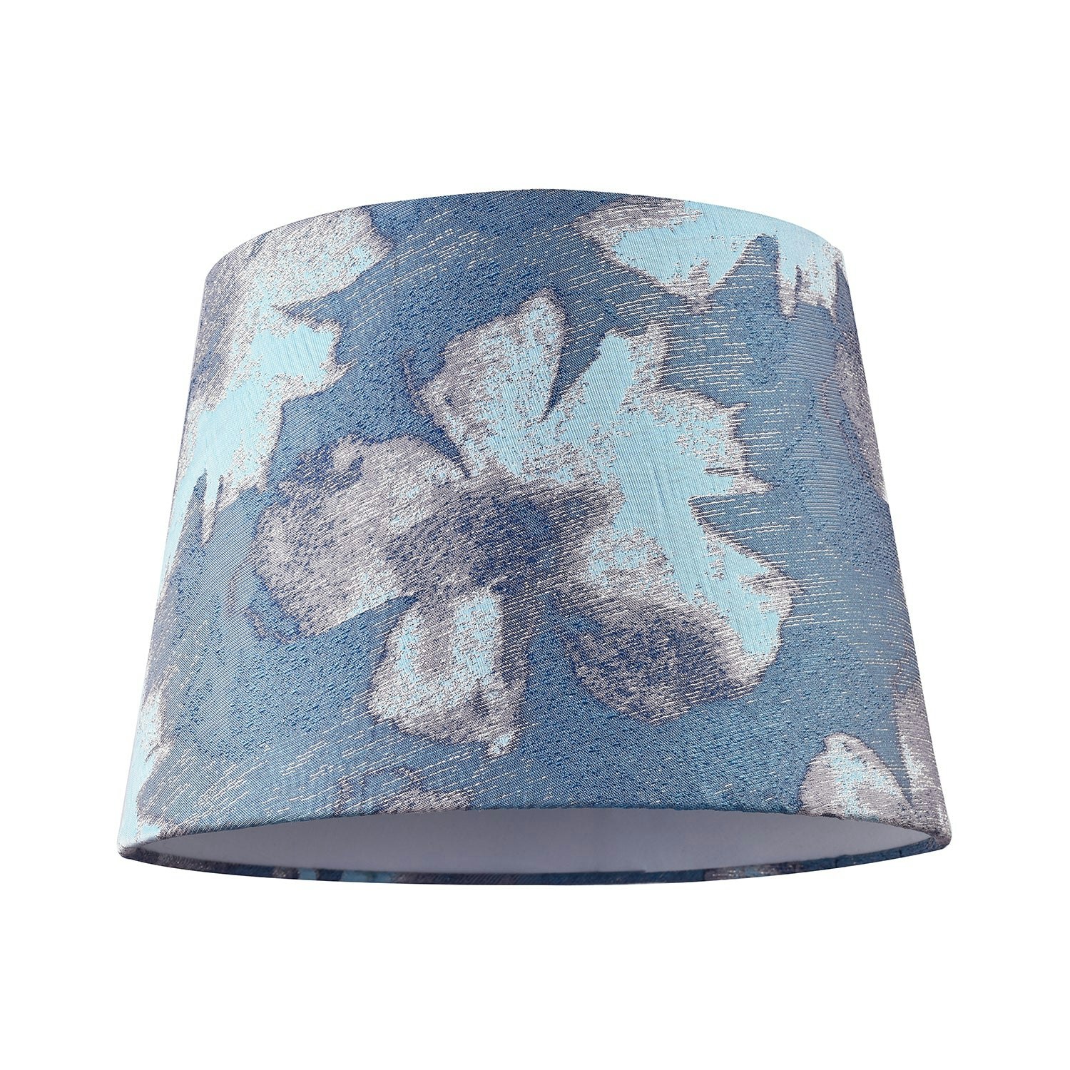 Rackhams Blue Duck Egg And Floral Drum Lamp Shade With Cotton Inner Lining