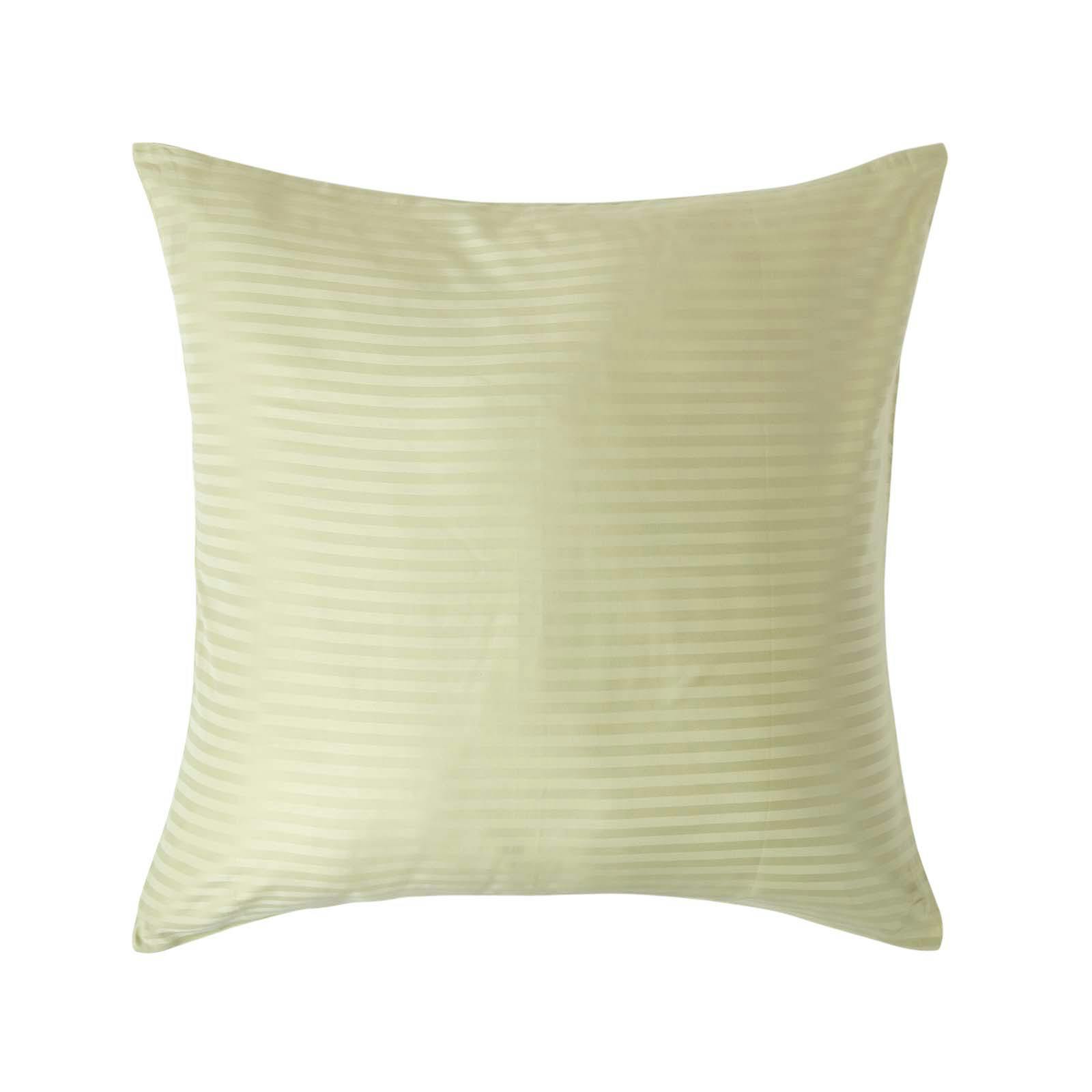 Rackhams Green Silky 330 Tc Egyptian Cotton Satin Stripe Pillowcase, European Size - Sage - 80 X 80 Cm