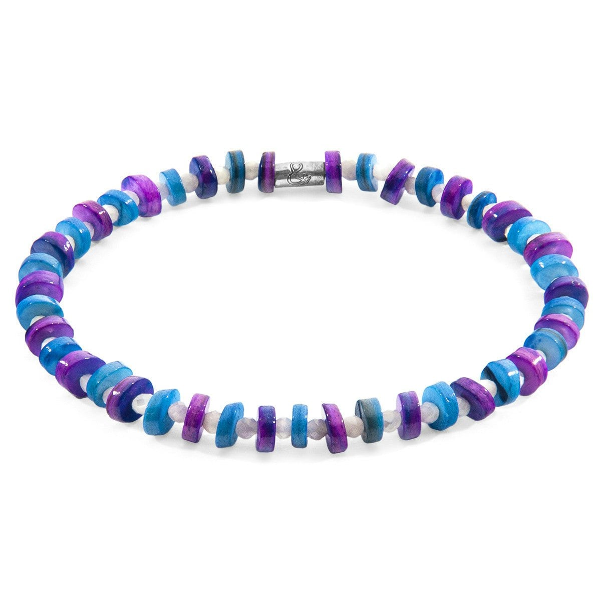 Anchor & Crew Blue/Silver Alice And Freshwater Shell Skinny Bracelet - M - 21Cm
