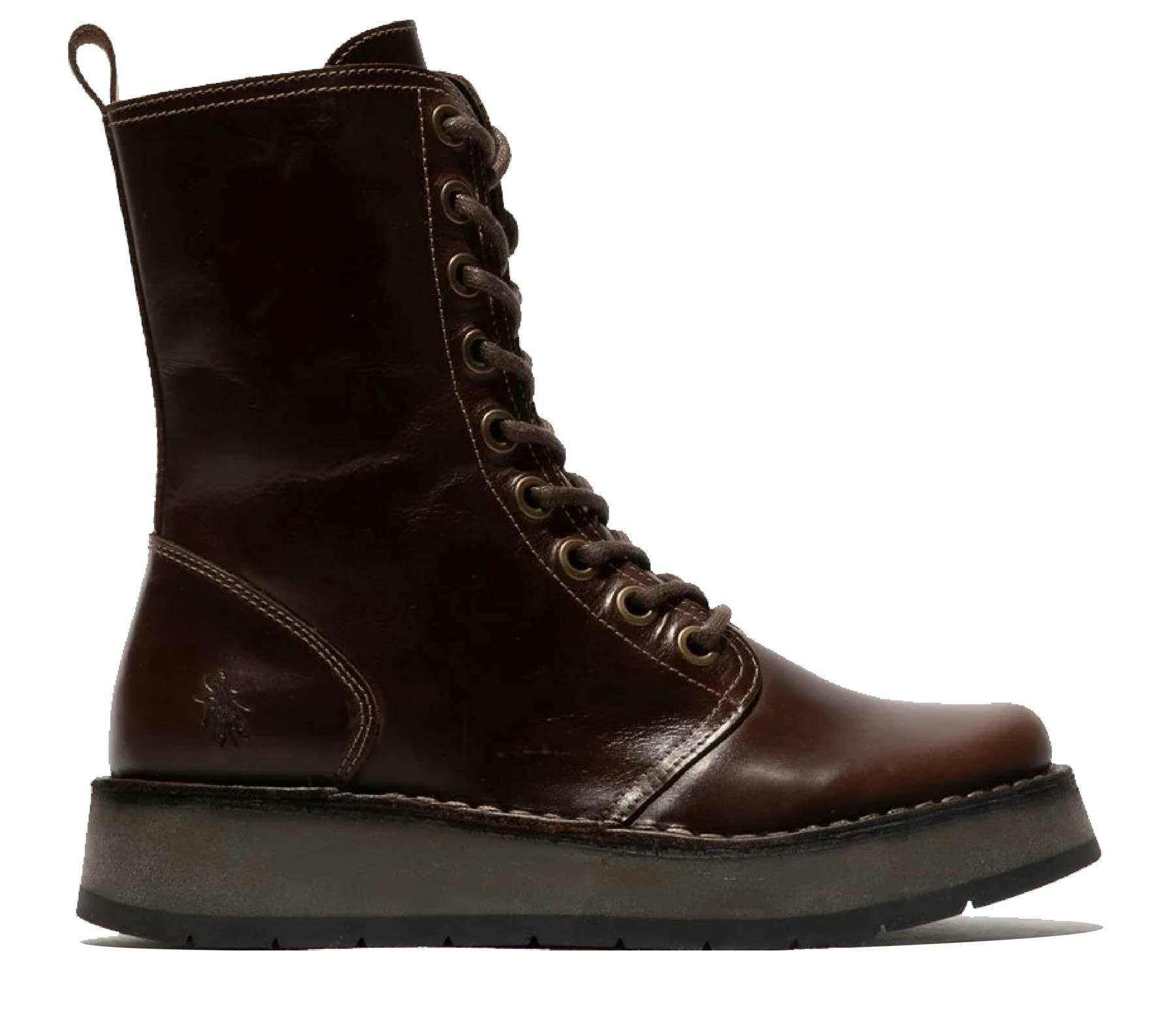 Fly London Women's Brown Rami043 Casual Leather Lace-Up Ankle Dress Boots - Dk - Uk 3 | Eu 36 | Us 5.5