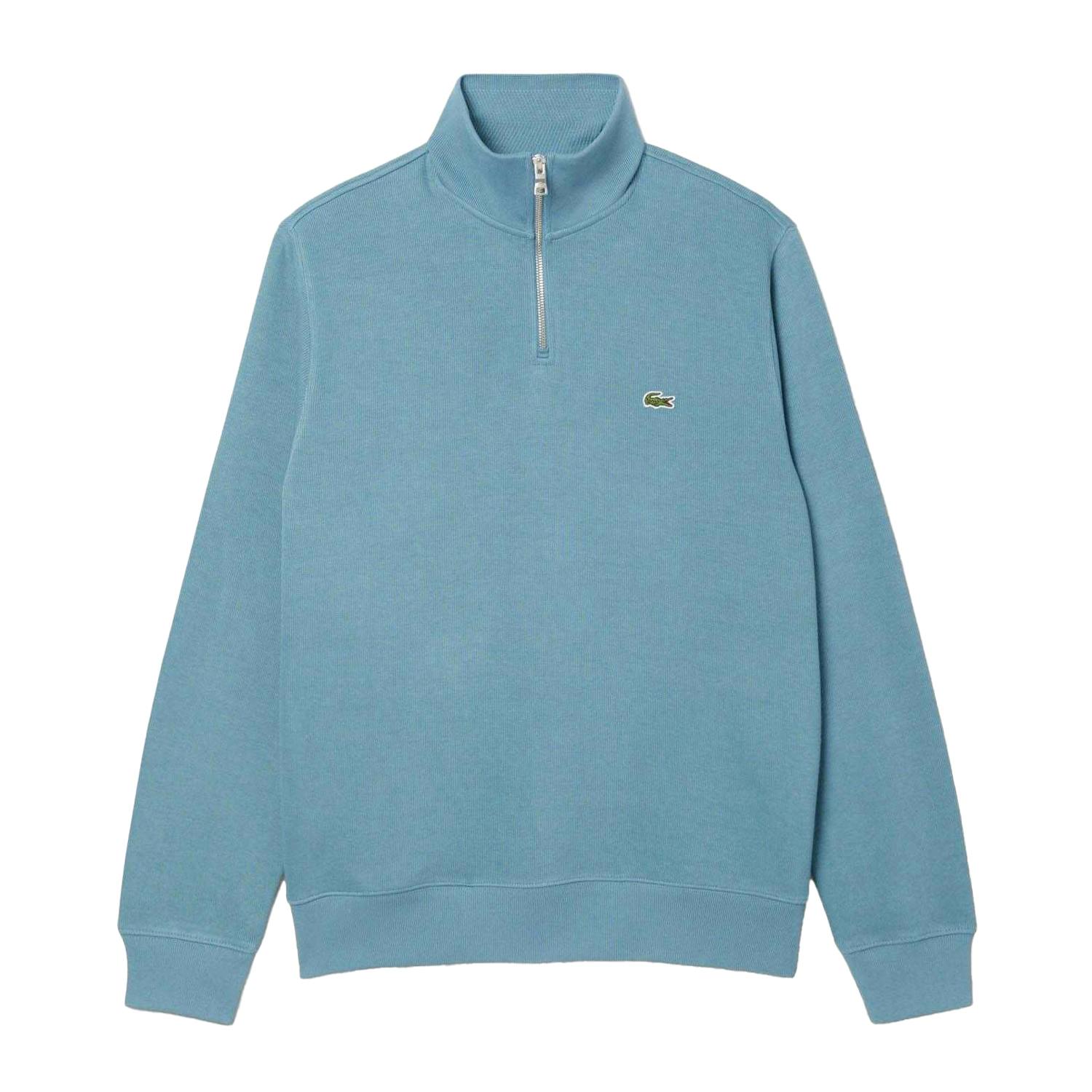 Lacoste Men's Blue Interlock Quarter Zip Sweatshirt - S - 100% Cotton