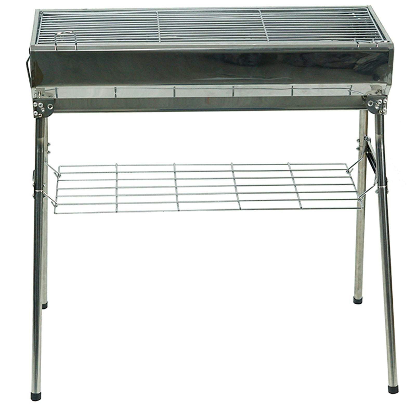 Gr8 Garden Silver Portable Bbq Charcoal Barbecue Grill Folding Stainless Steel Stove Garden Picnic - Image 3