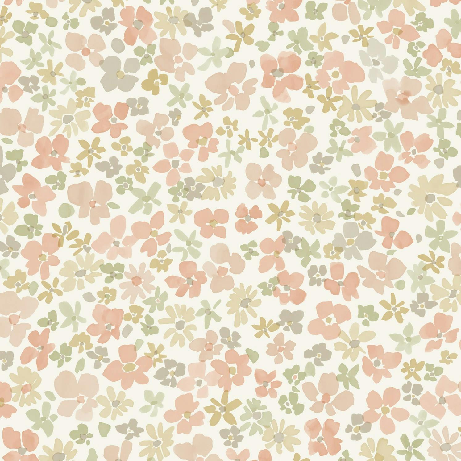 Grandeco Green/Blue Veronica Ditsy Daisy Floral Nursery Textured Wallpaper, Multi