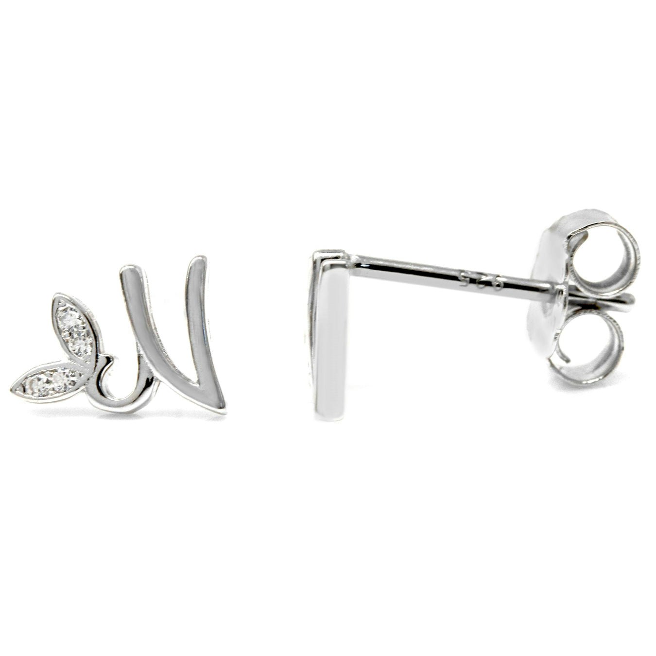 Say It With Silver Winged Initial Earrings - Sterling - N