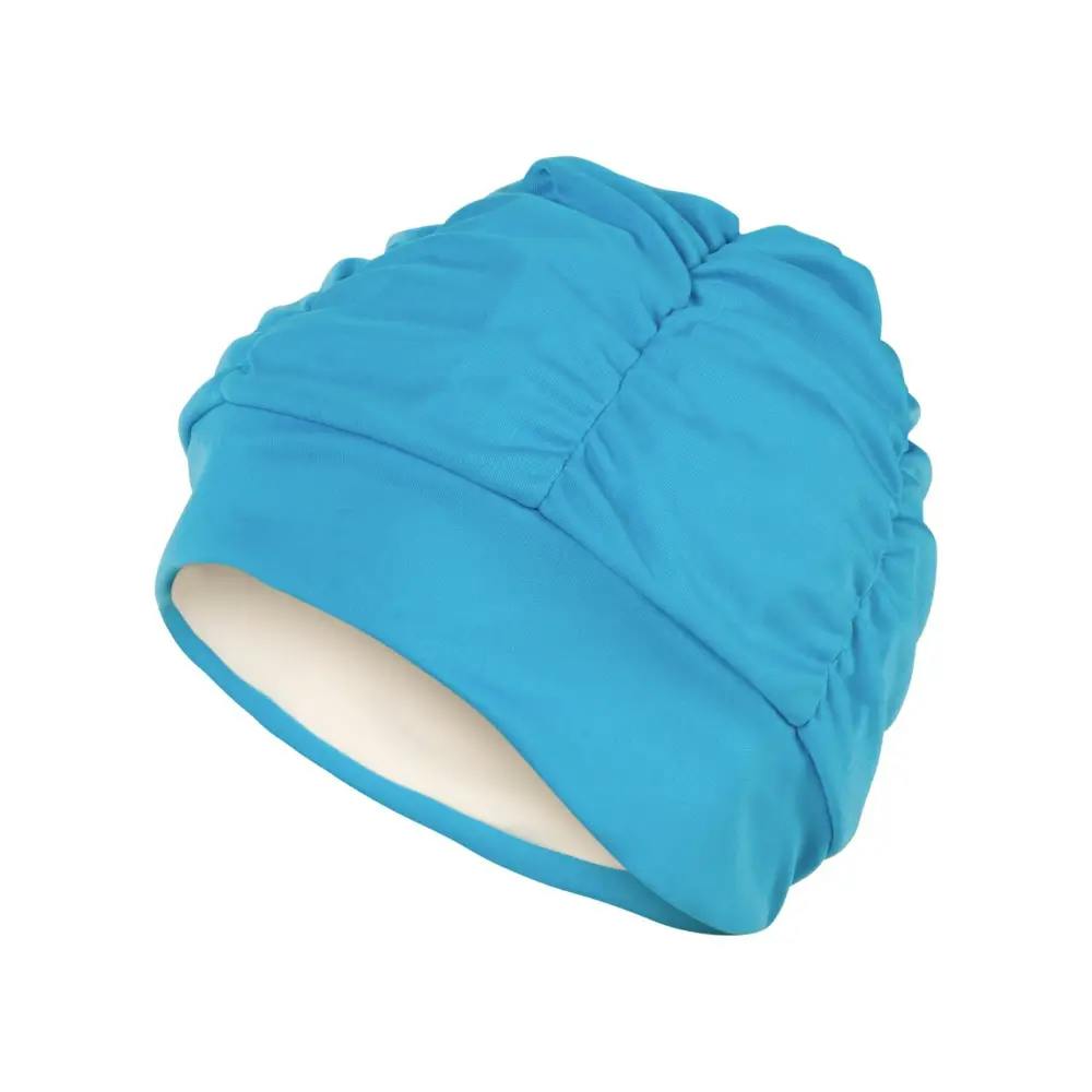 Fashy Turquoise Pleated Fabric Swim Cap