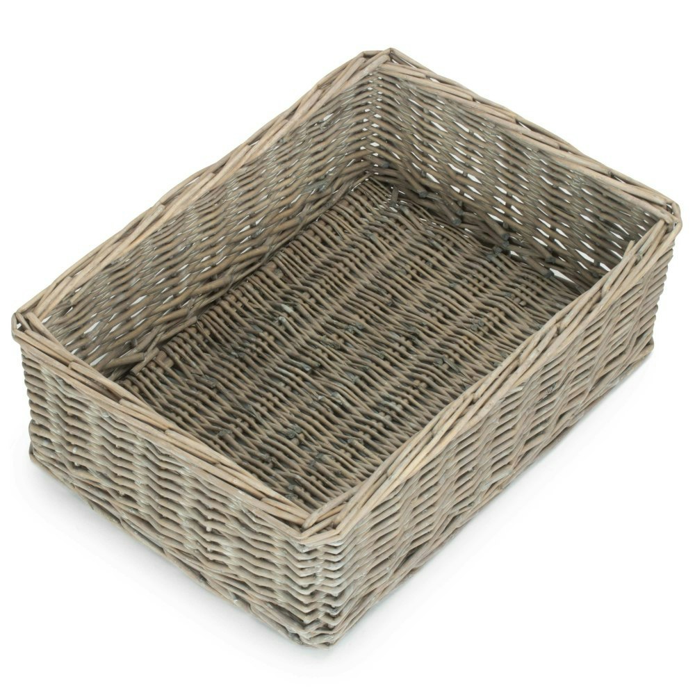 Rackhams Grey Wicker Wash Storage Tray - Medium