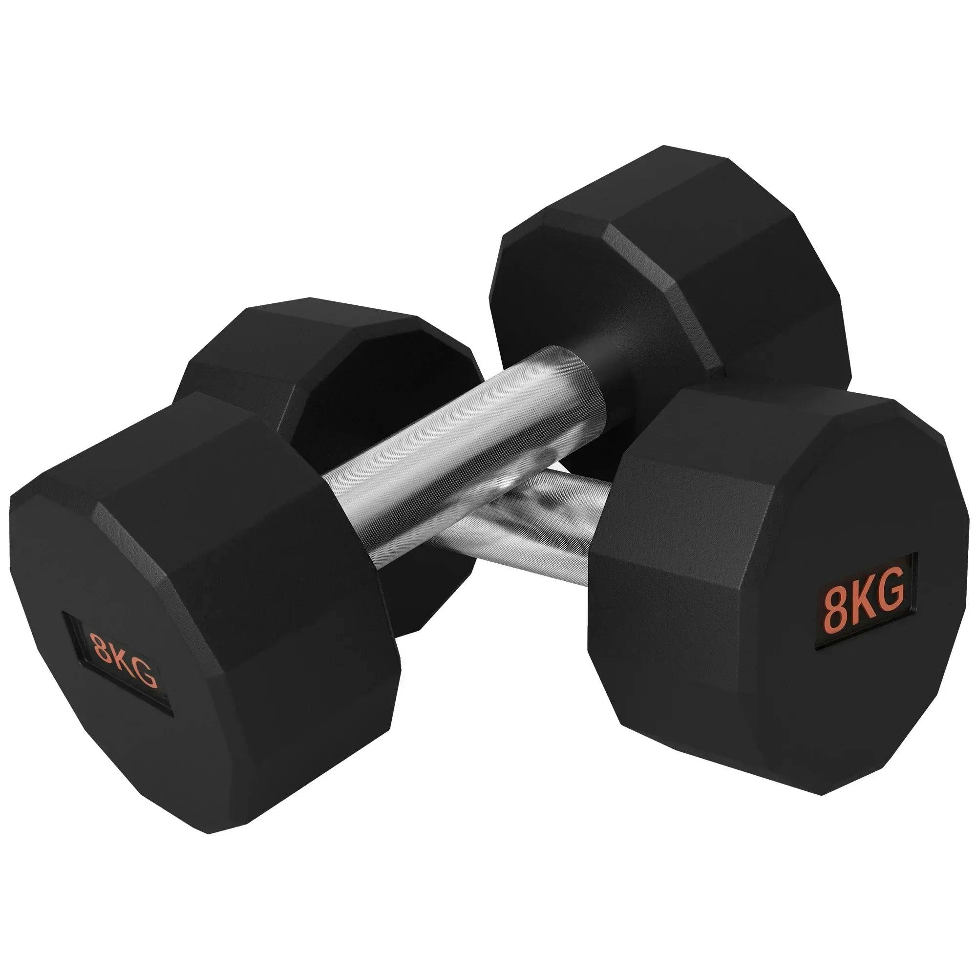SPORTNOW 2 x 2-12kg Dumbbells Set Hand Weights Pair with 12 Sided Shape | Non-Slip Grip, for Men Women, Home Gym Workout - Image 6