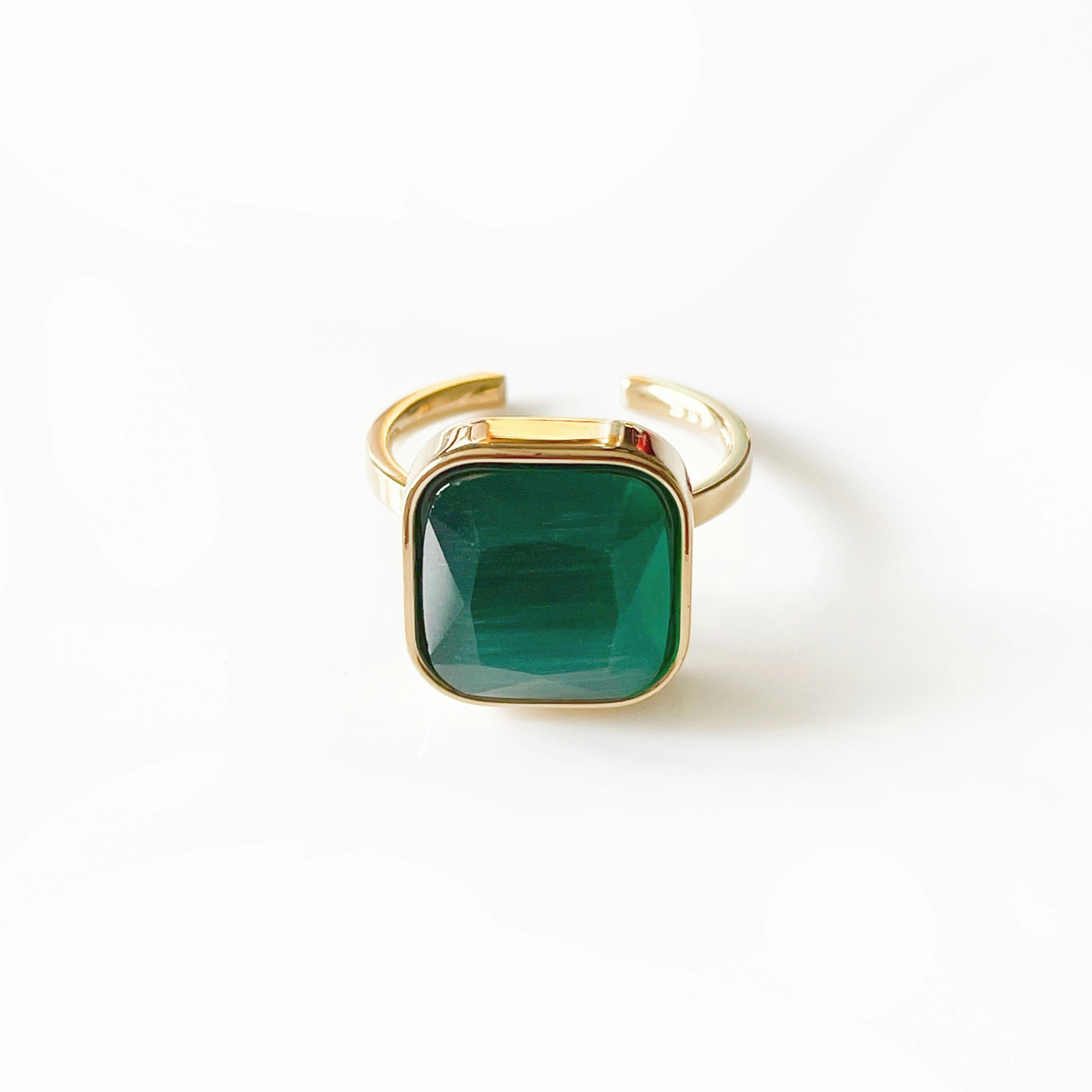 Luxe Tones Gold Hestia Luxe 18Ct Plated Emerald Ring