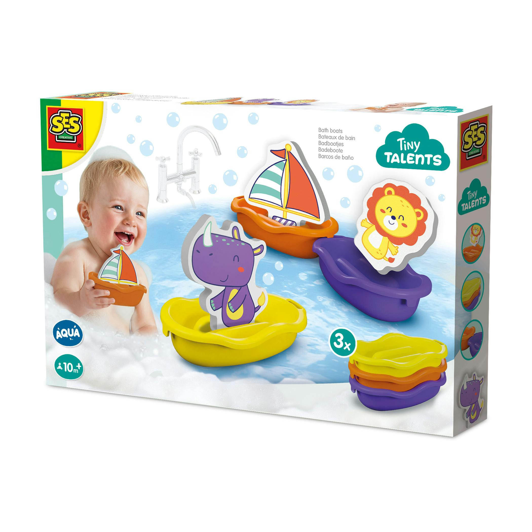 Ses Creative Yellow Bath Boats - Safari Animals - 1 - Na