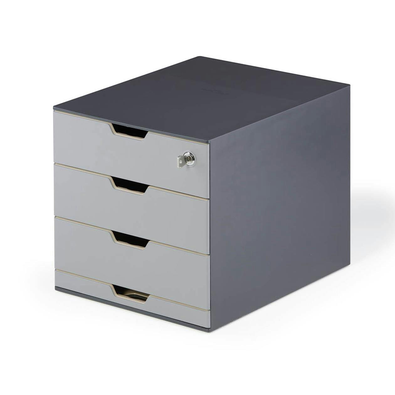 Durable Grey Coffee Point Modular 4 Drawer Organiser Lockable Storage Box |