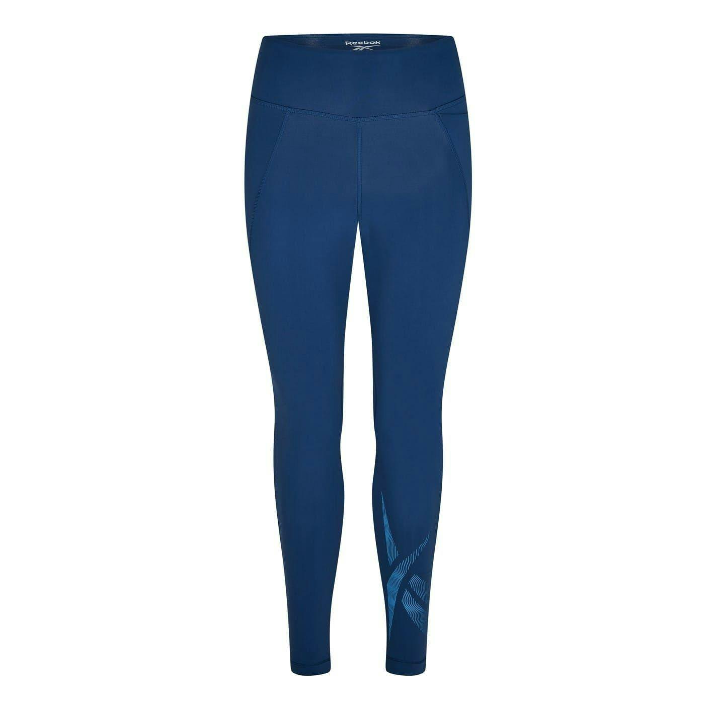 Reebok Women's Blue Fitness Slim Leggings - Xxs-S - 100% Mixed