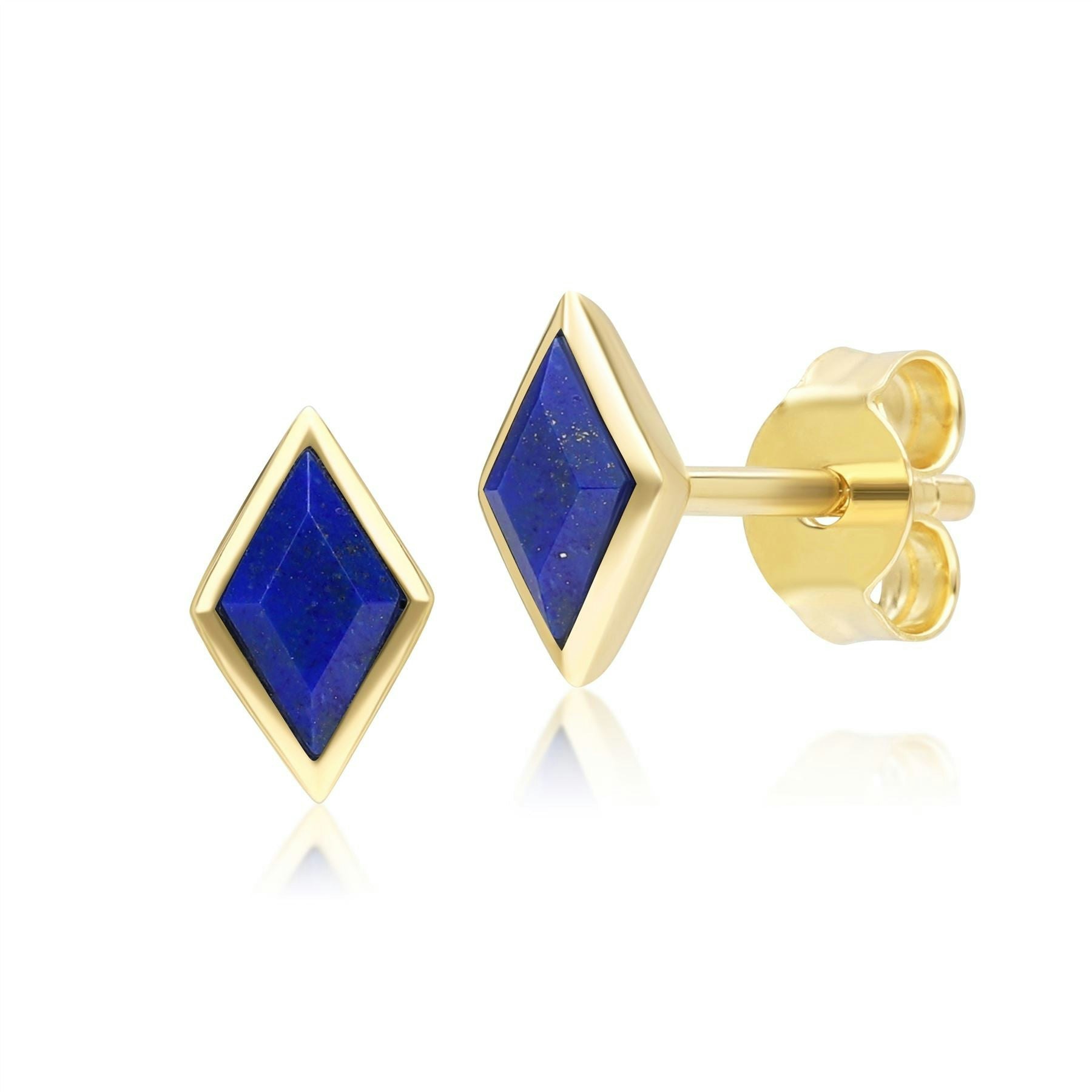 Gemondo Yellow/Gold Classic Lapis Lazuli Stud Earrings In 9Ct