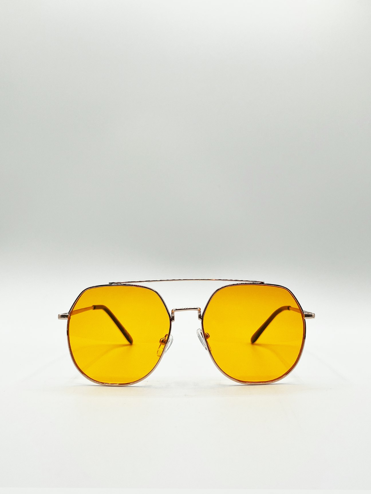 Svnx Yellow Oversized Rounded Aviator Style Sunglasses With Lenses - One Size