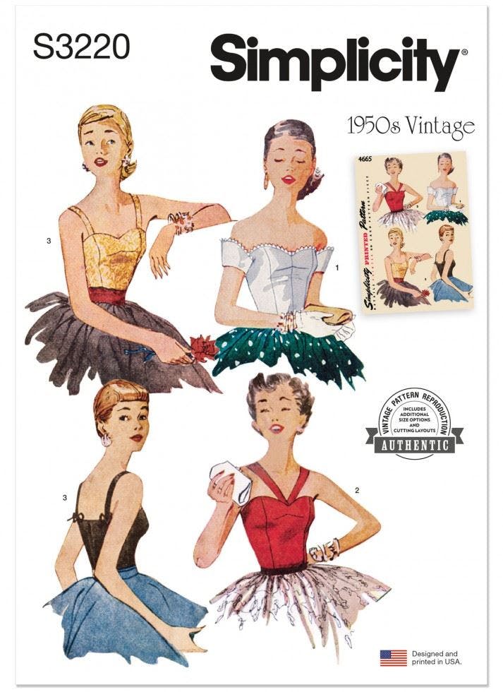 Simplicity Women's Sewing Pattern 3220, Tops, Vintage Style For N5 (10-12-14-16-18) - Intermediate - Y5 (18-20-22-24-26)