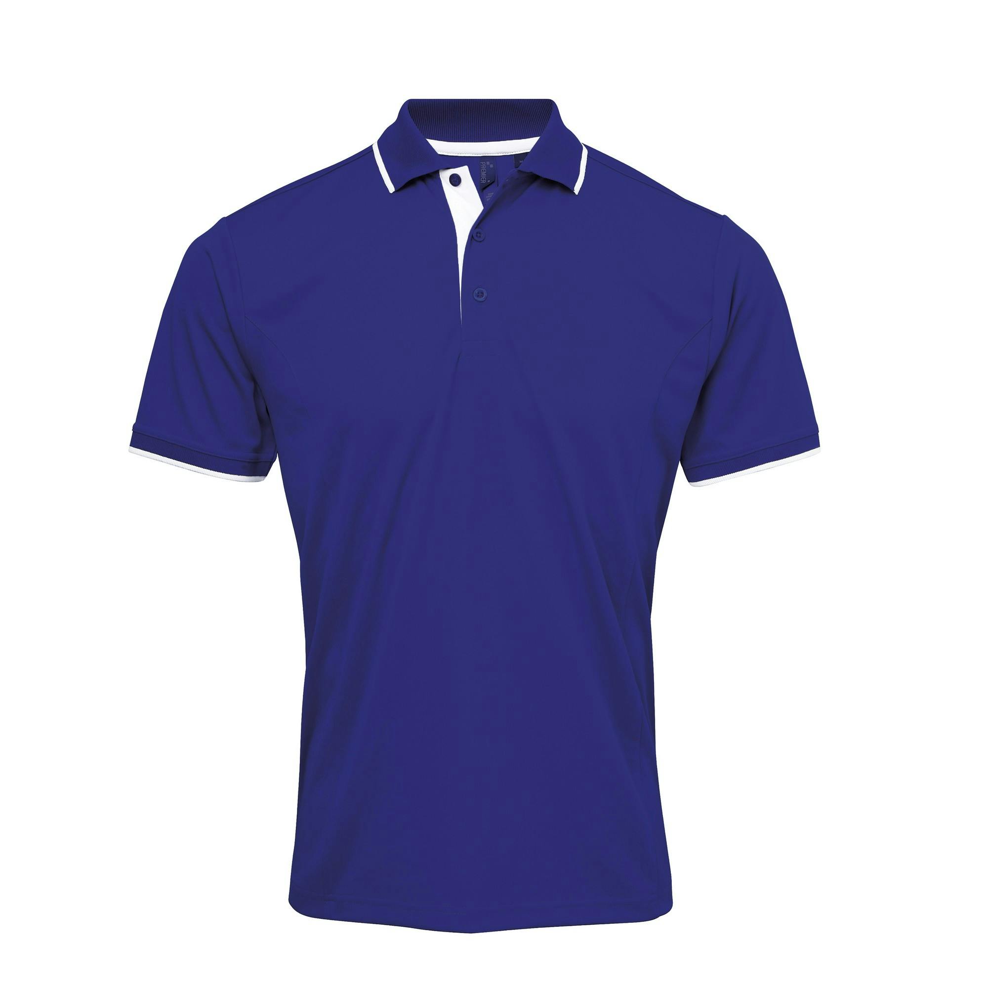 Premier (M, Royal/White) Mens Contrast Coolchecker Polo Shirt - Image 2