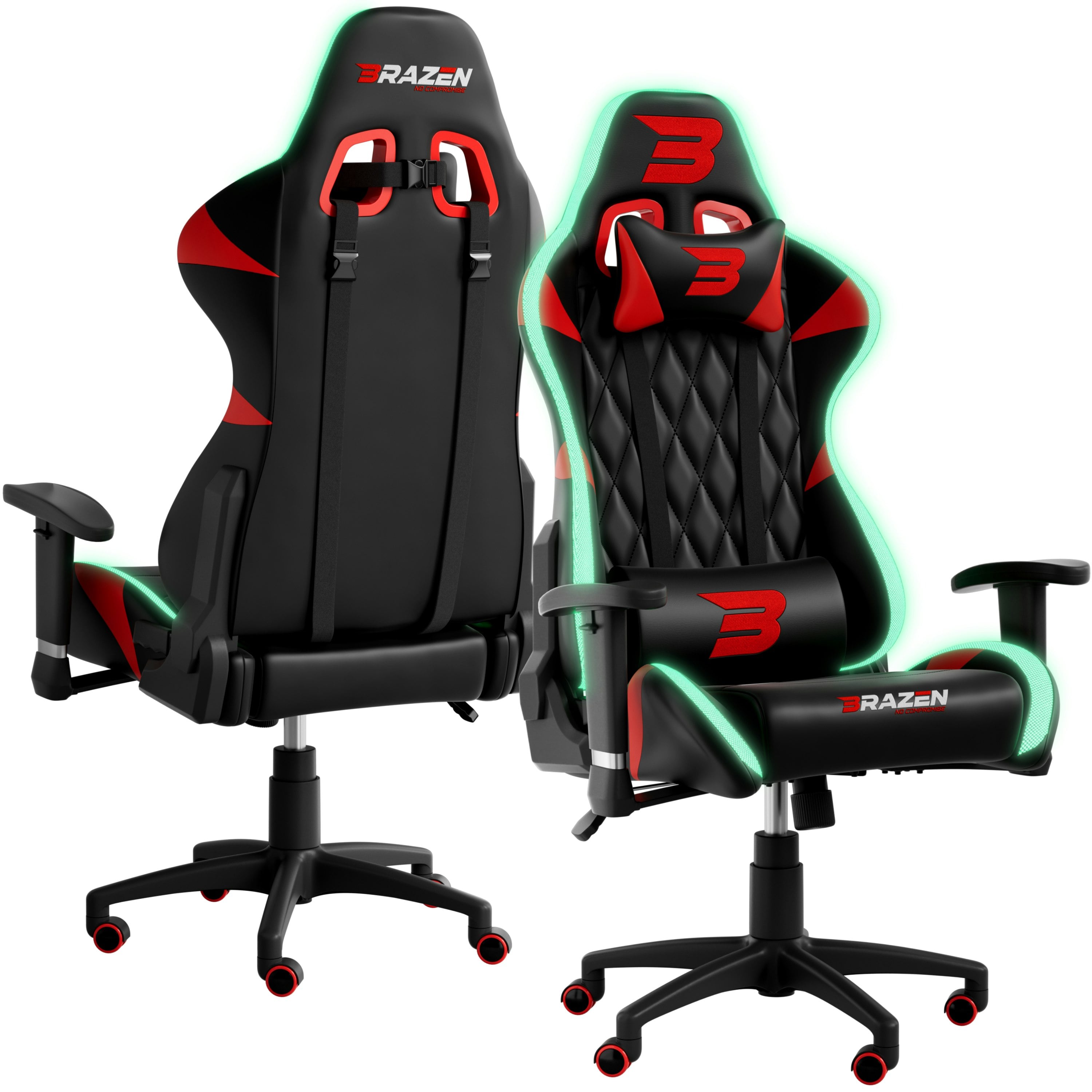 Rackhams Red Venom Elite Esports Pc Gaming Chair With Rgb - Pu