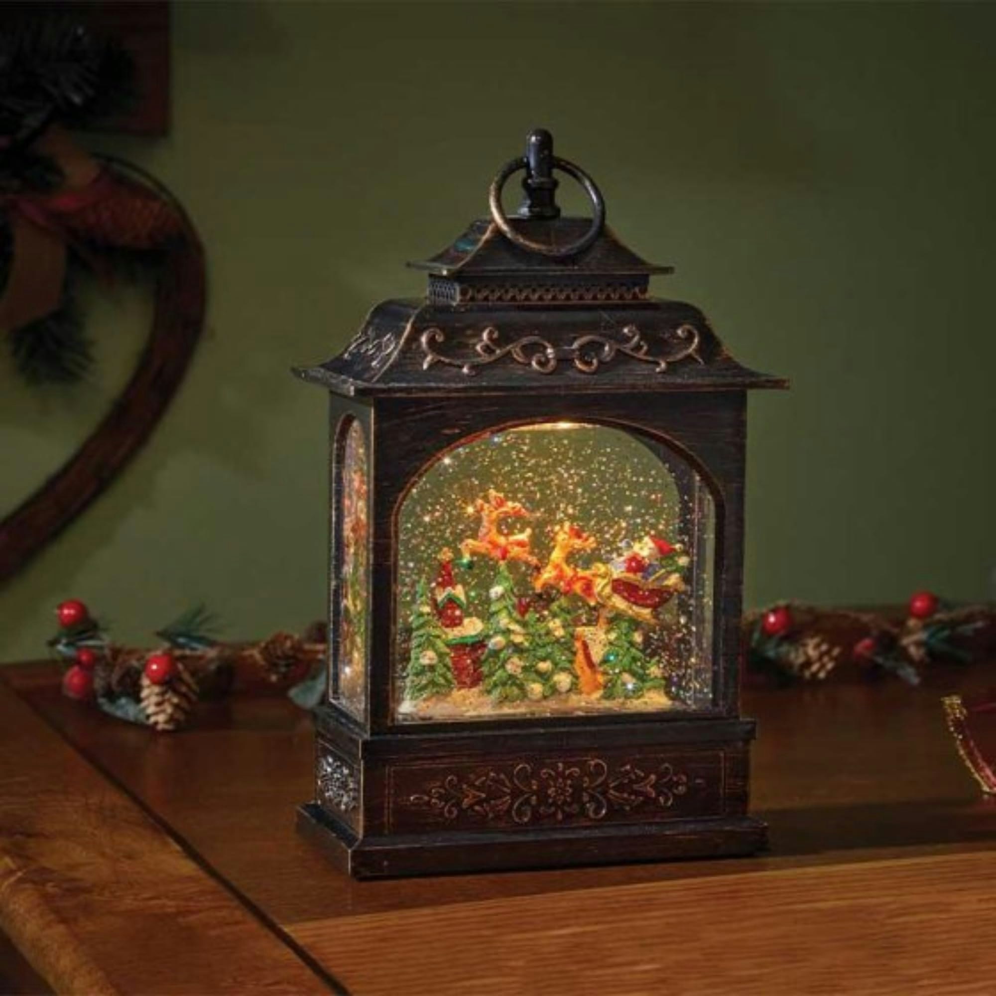 Rackhams Light/White/Bronze 29Cm Battery Operated Led Christmas Flying Santa Lantern Decoration