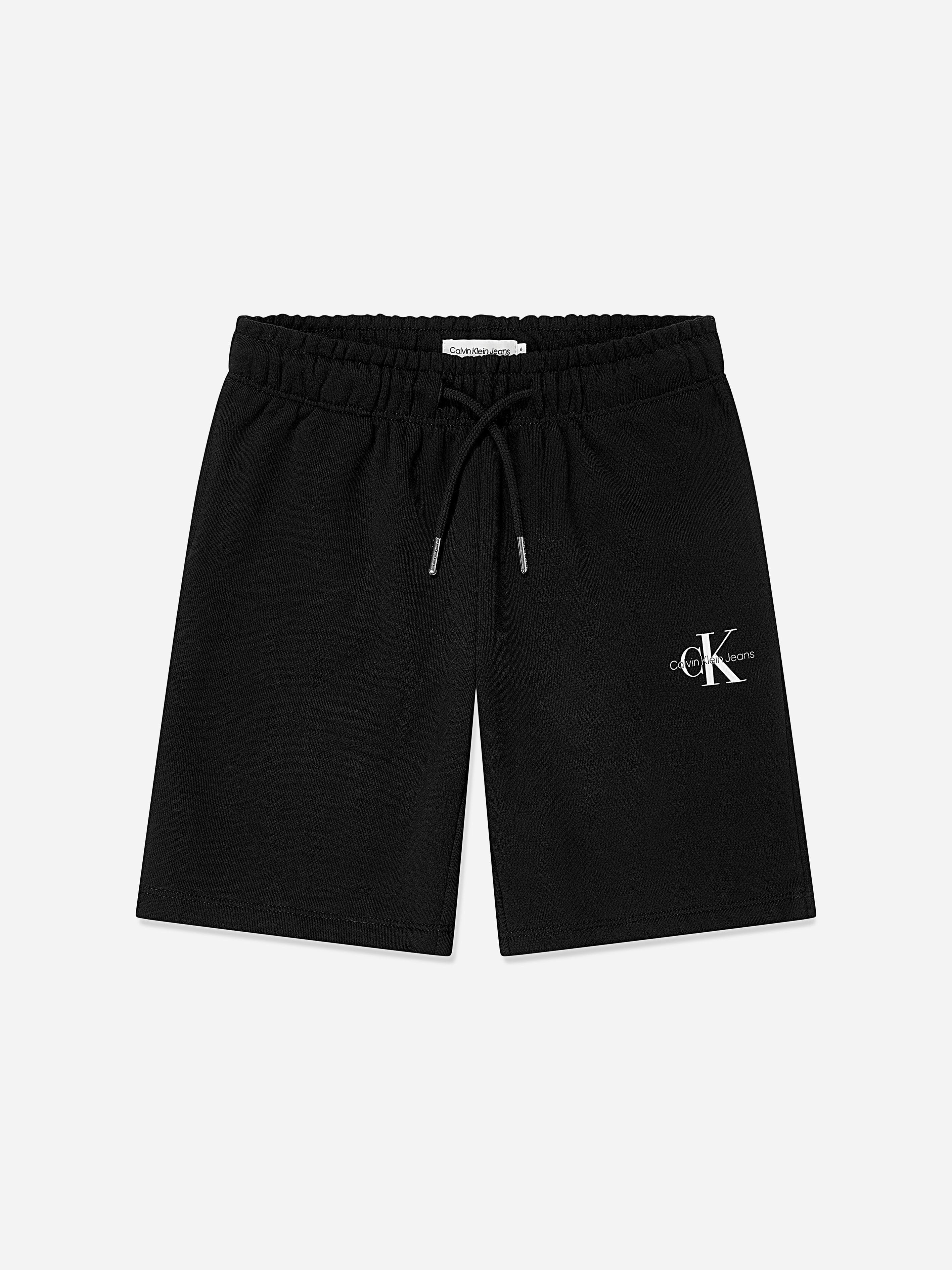 Calvin Klein Black Kids Monogram Relaxed Shorts In - 8 Yrs