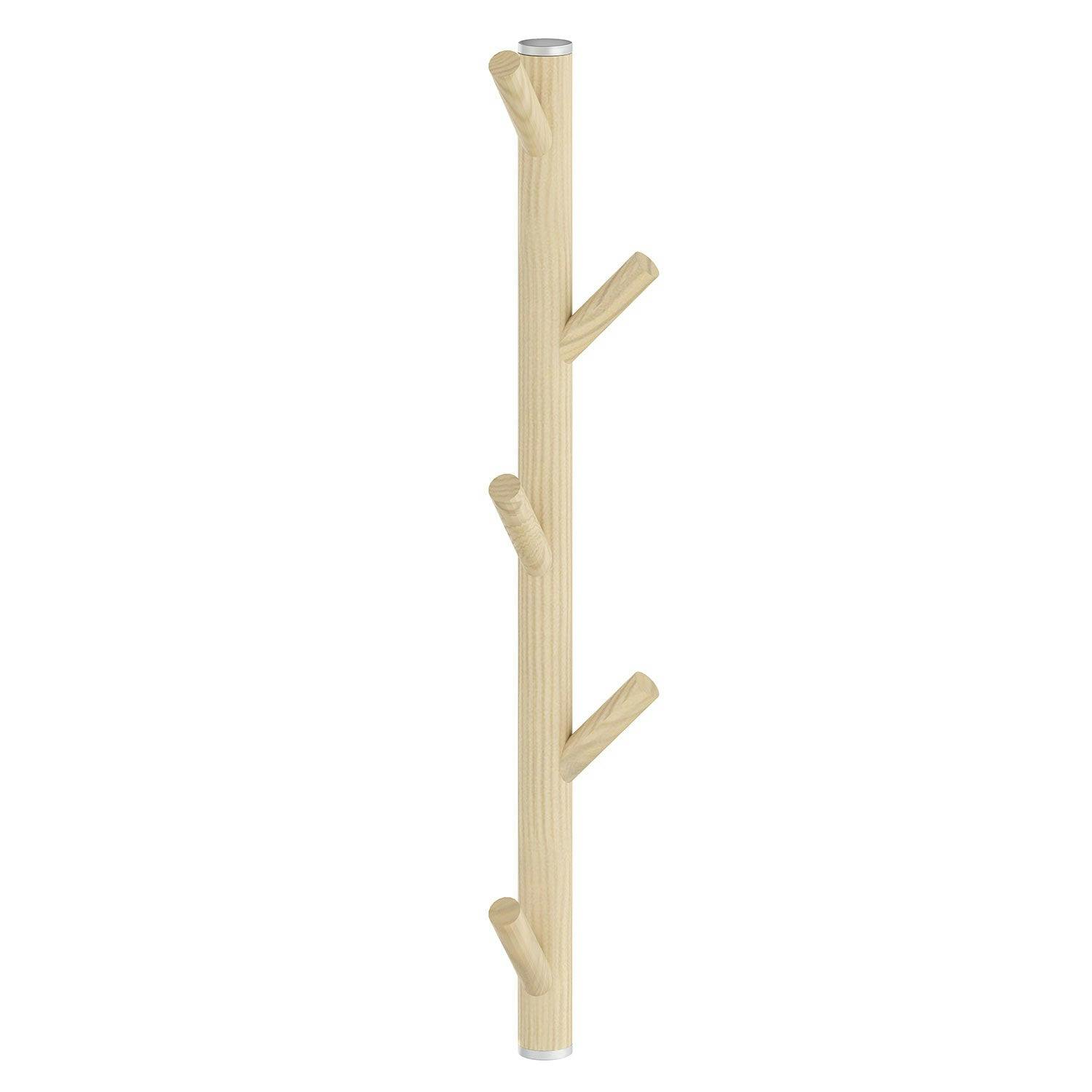 Rackhams Grey 5 Hook Vertical Coat Rack In Beech/Matt Height 450Mm
