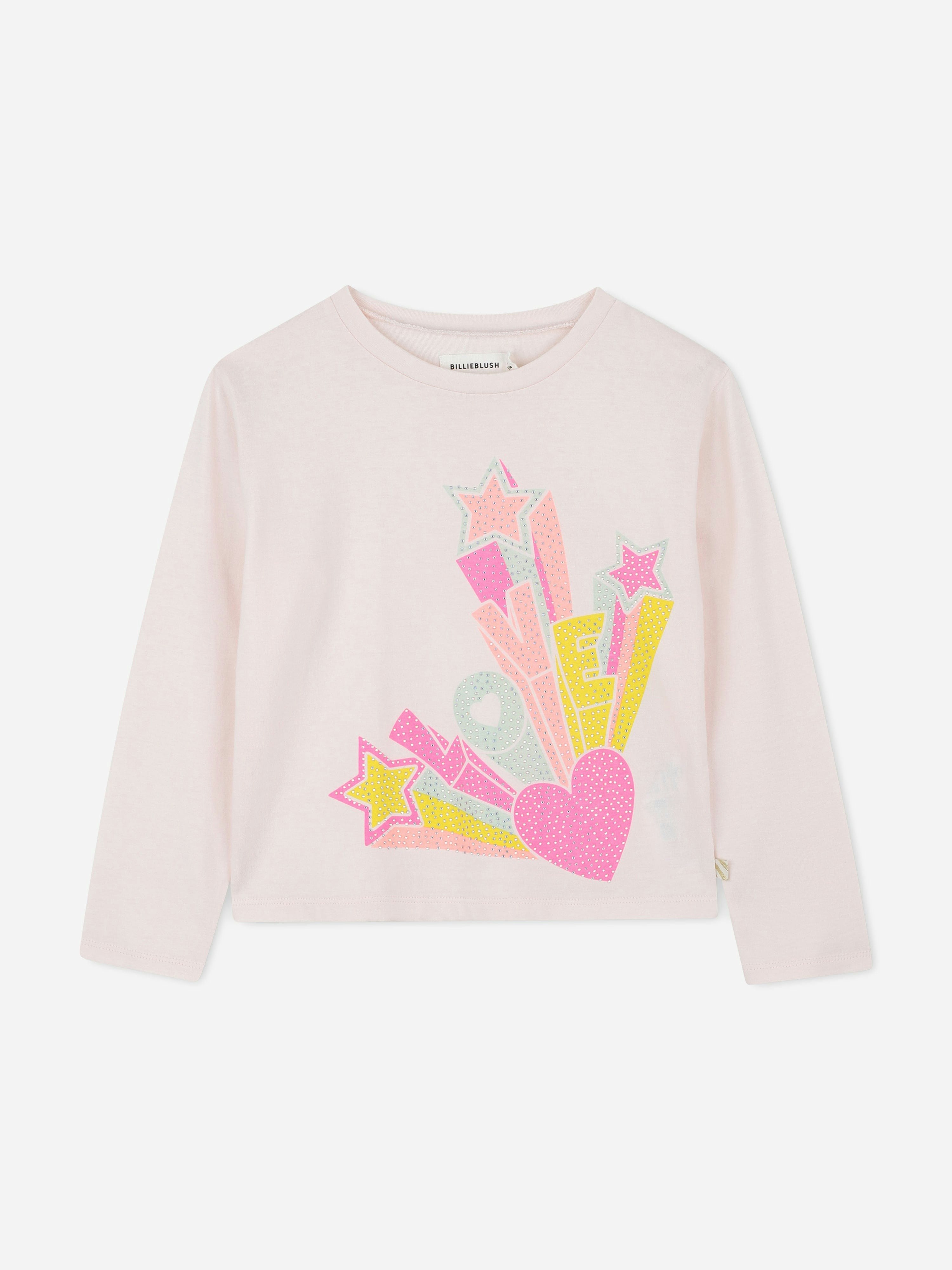 Billieblush Girls Pink Long Sleeve Love T-Shirt In - 12 Yrs