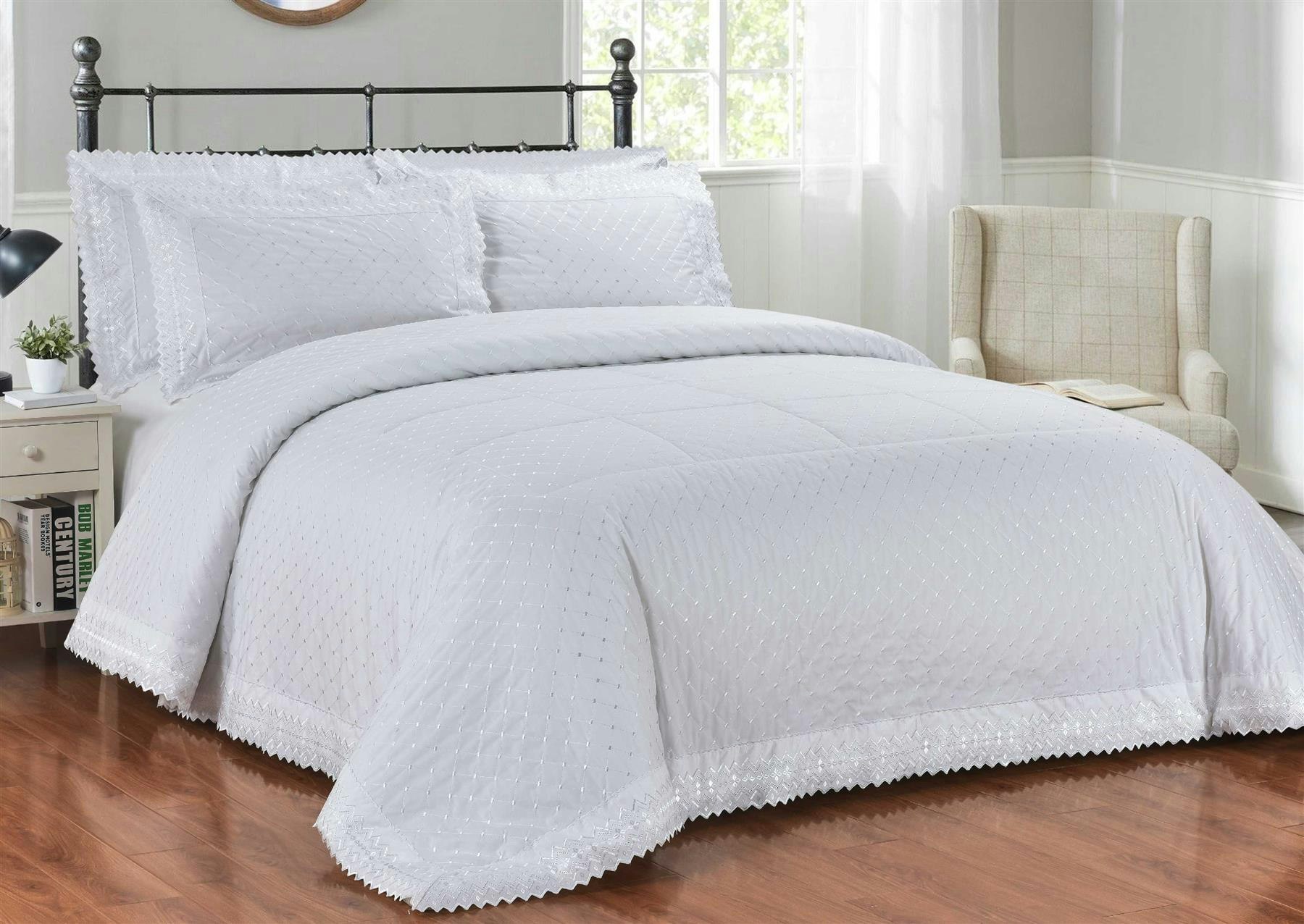 Rackhams White Brentford Duvet Cover Set Bedding - Super King - Duvet Cover Set