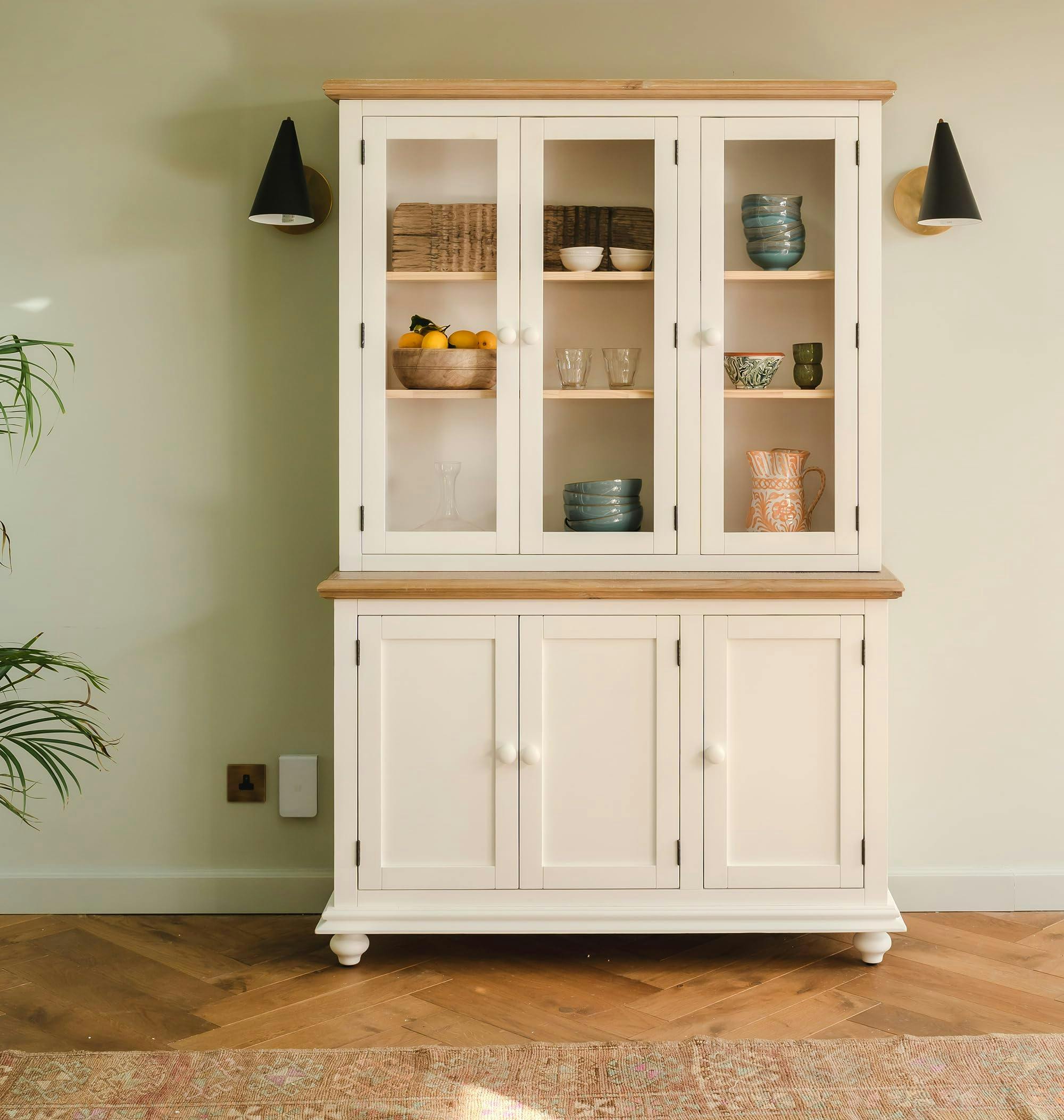 Rackhams White Shire Glass Door Display Cabinet Dresser With Shelves