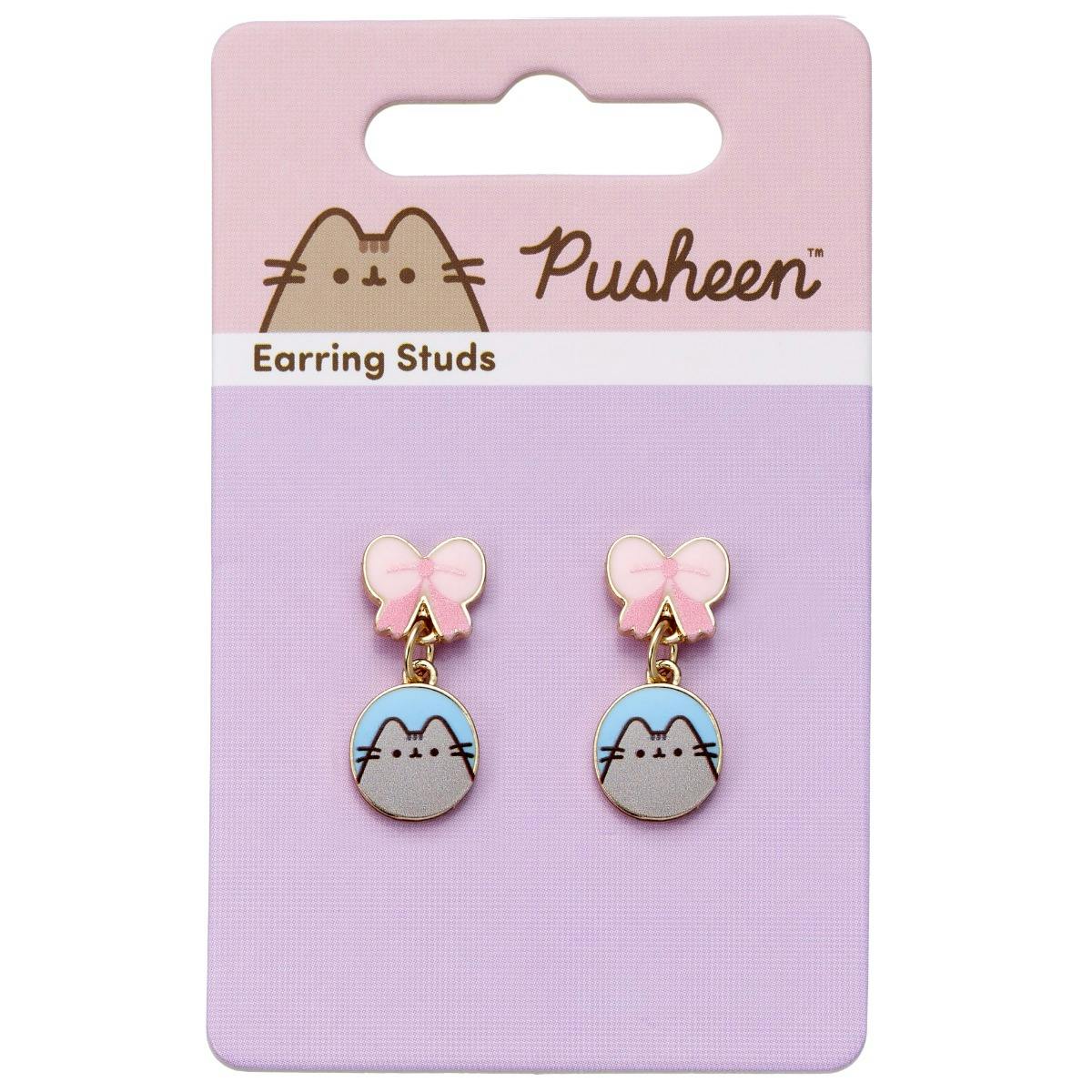 The Carat Shop Pink Pusheen The Cat Bows Drop Earrings