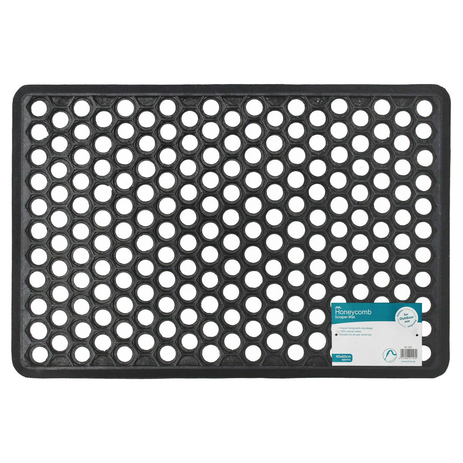 Jvl Black Honeycomb Outdoor Rubber Ring Entrance Floor Door Mat 40X60cm,