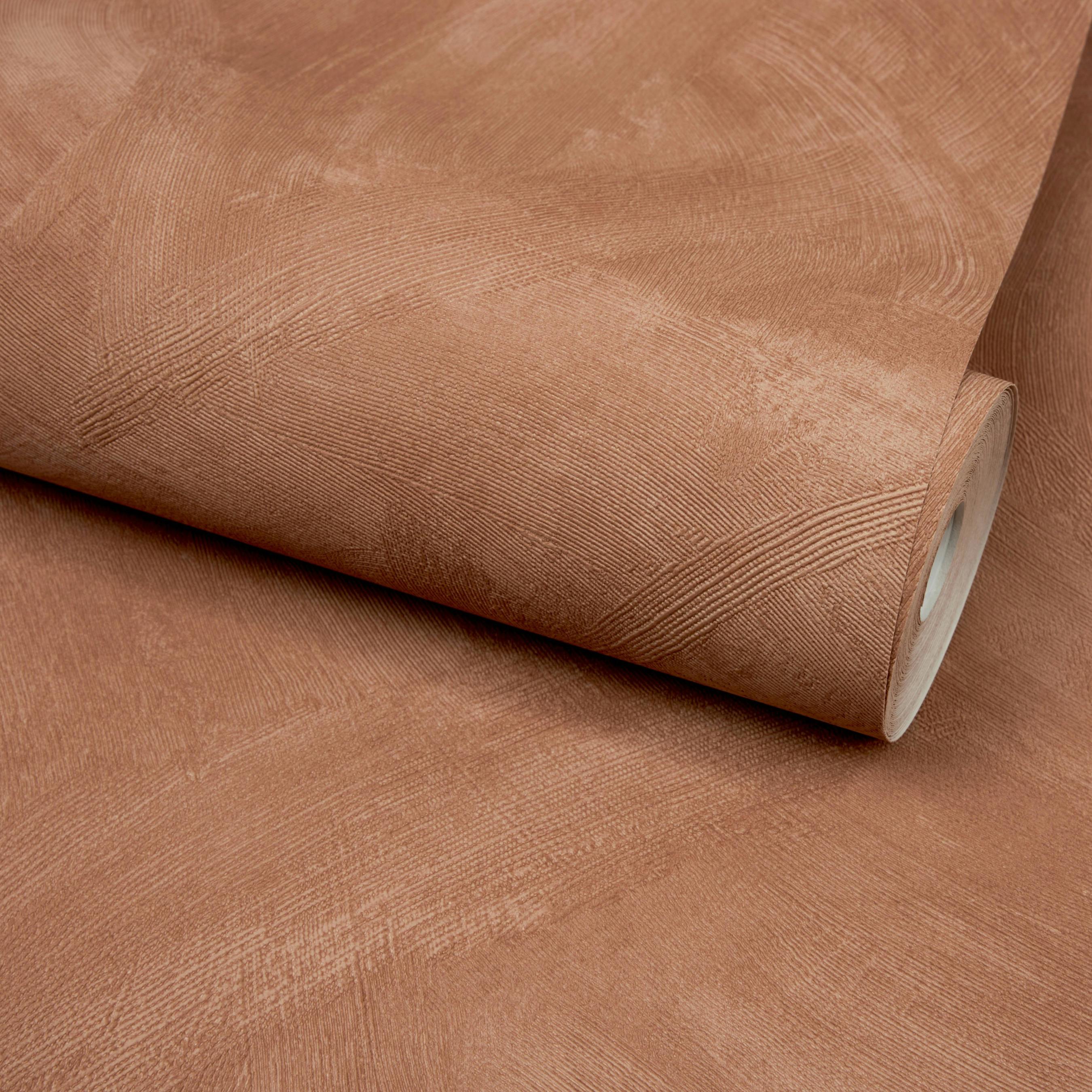 Grandeco Serra Rustic Limewash Chalk Paint Distressed Plaster Effect Textured Wallpaper, Terracotta Clay