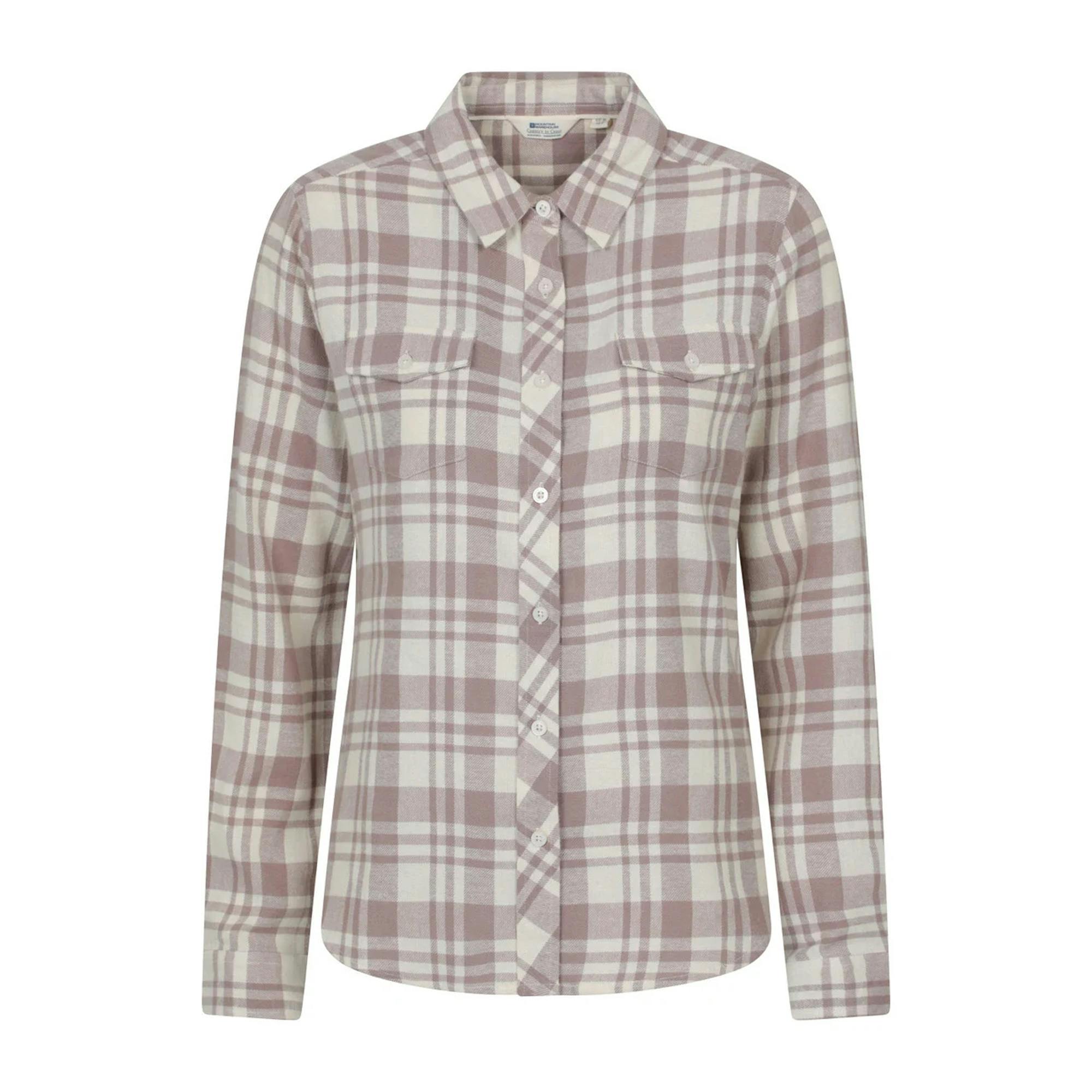 Mountain Warehouse Women's Beige Willow Flannel Shirt - 10 Uk - 50% Cotton/50% Polyester