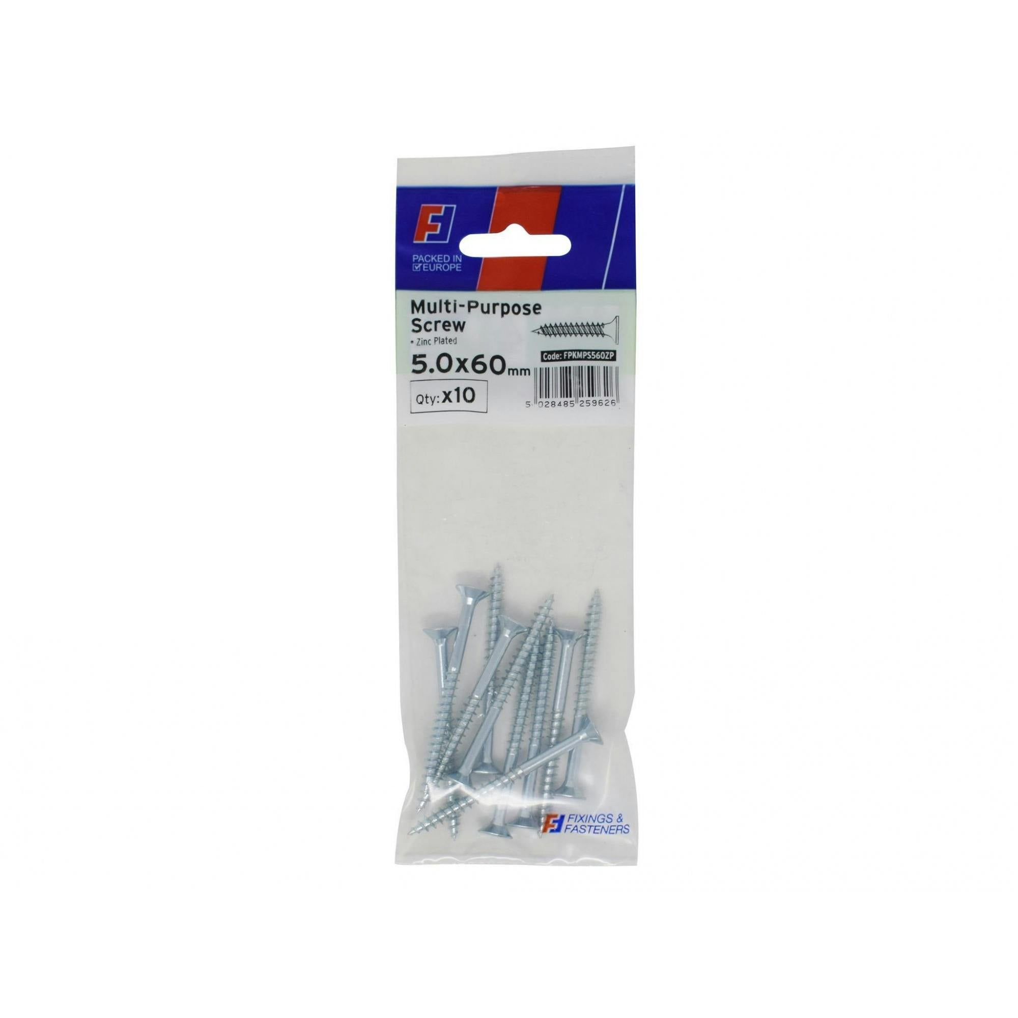 Rackhams Multi-Purpose Pozi Screw Csk St Zp Forgepack - Multi Colour - 5.0 X 60Mm Forgepack 10 - Multi Colour