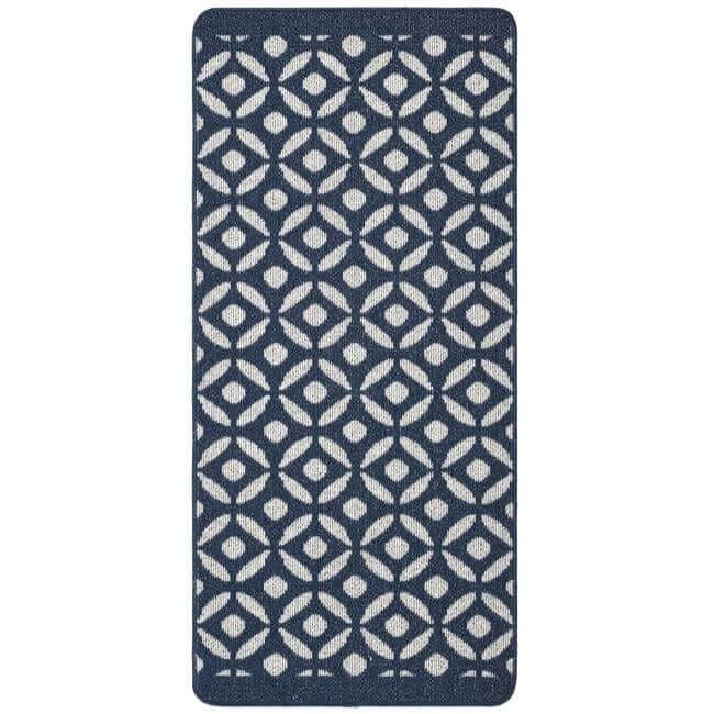 Rackhams Blue Washable Geometric Mat And Runner - 67X150 Cm
