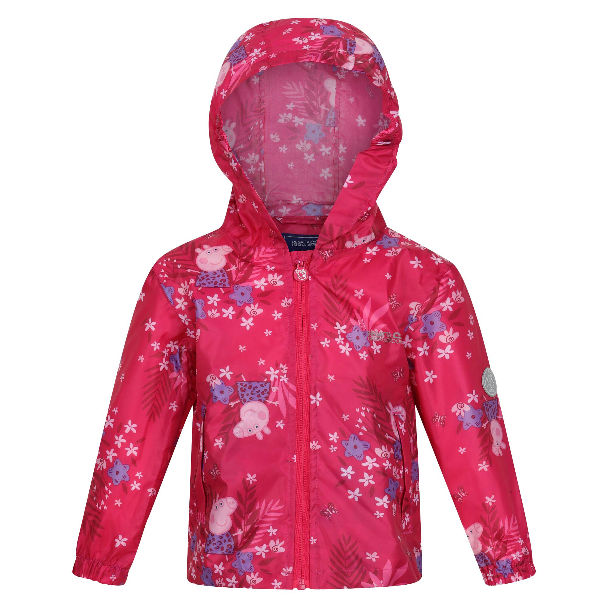 Regatta Pink Kids Peppa Pig Packaway Waterproof Jacket - Fusion - 4-5 Years - Fusion - 100% Polyester