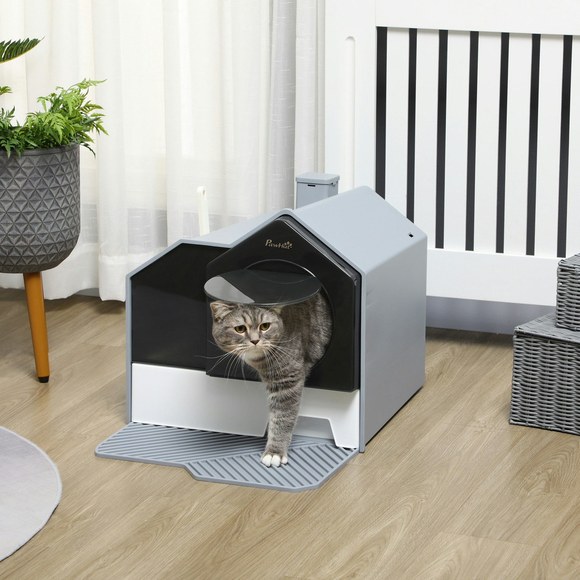 Pawhut Hooded Cat Litter Tray W/ Scoop, Drawer Pan, Handle, Deodorants